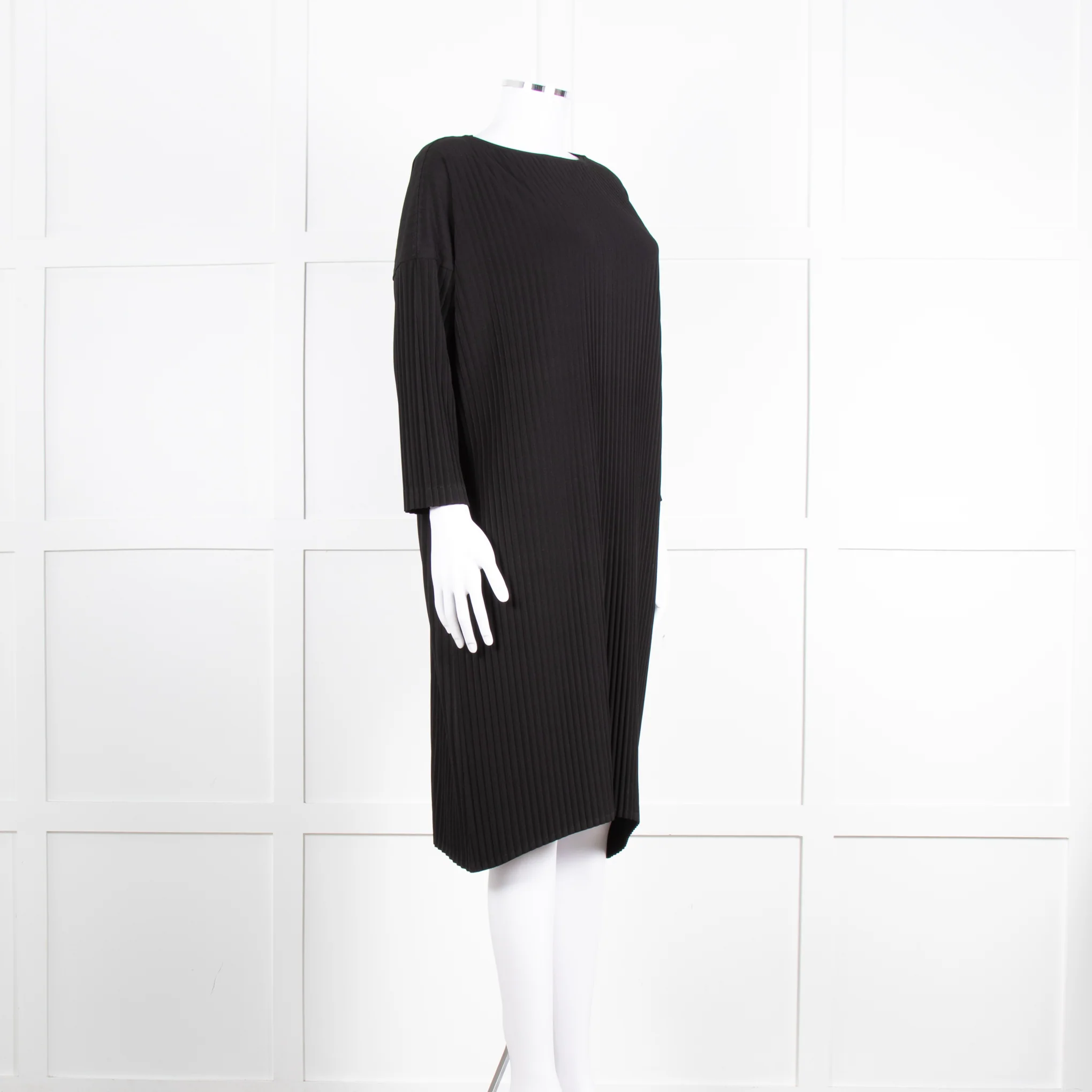 NU Black Ribbed Drop Sleeve Knee Length Dress - Image 2