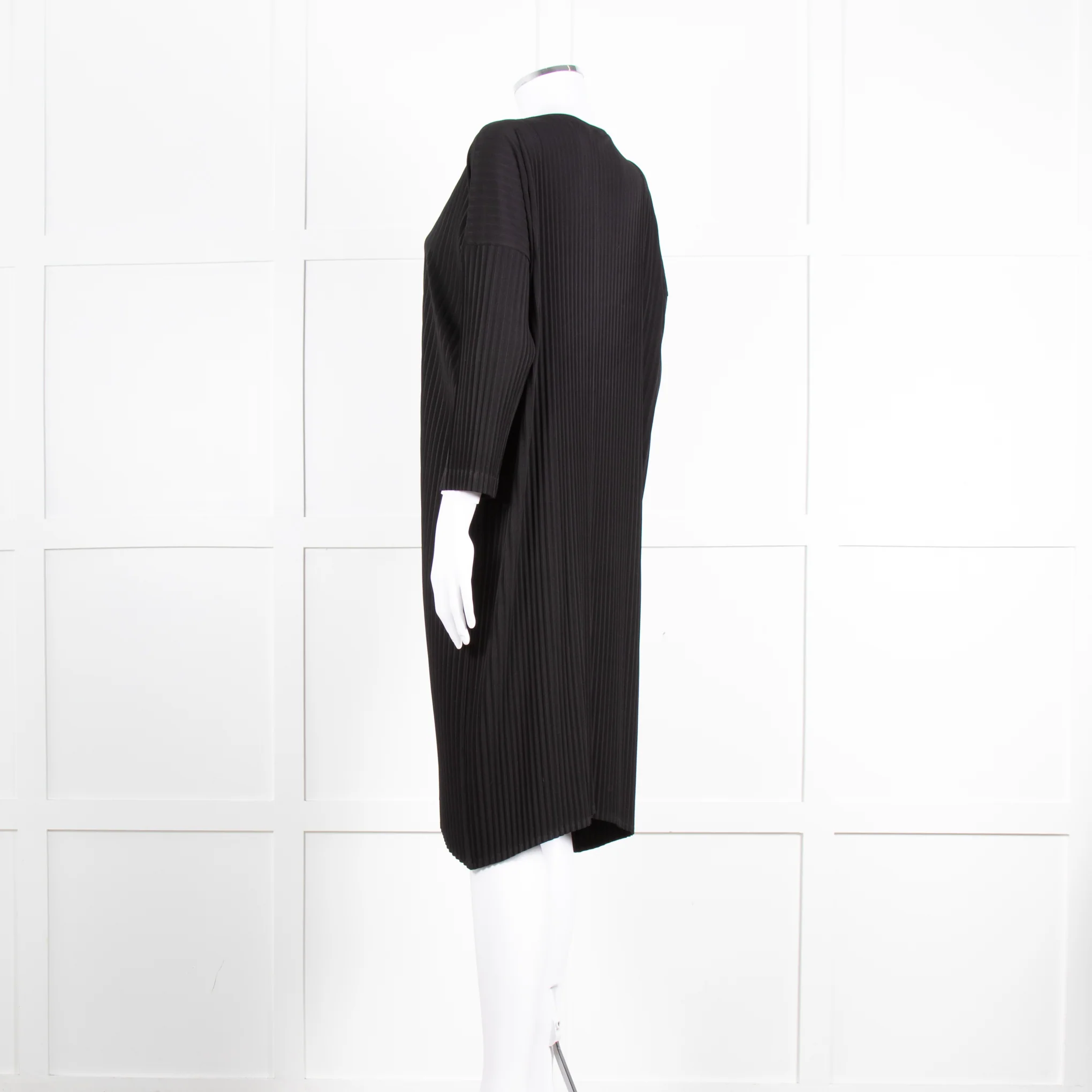 NU Black Ribbed Drop Sleeve Knee Length Dress - Image 6