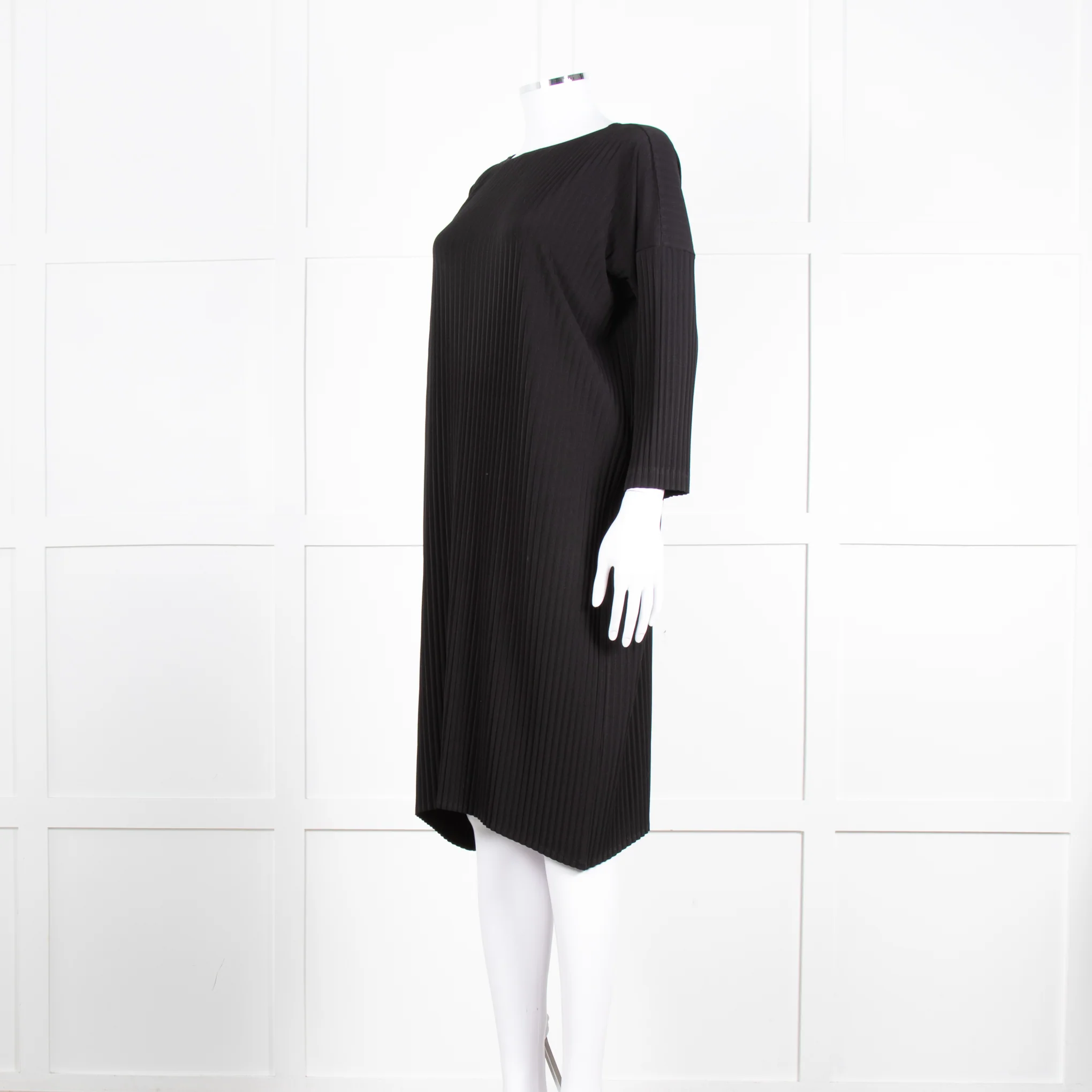 NU Black Ribbed Drop Sleeve Knee Length Dress - Image 8