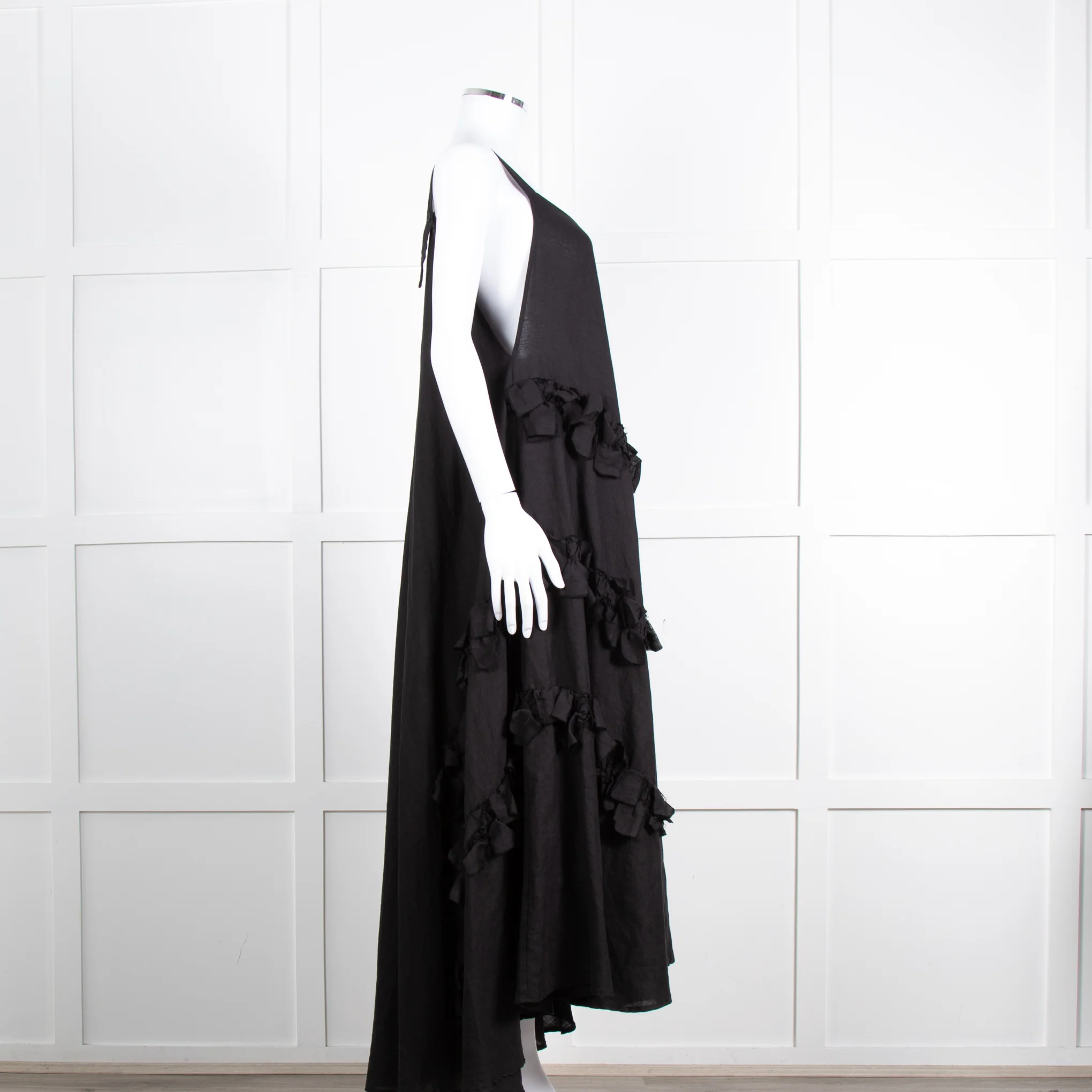 Nu London Black Linen Oversized Sundress With Black Fabric Adornments - Image 3