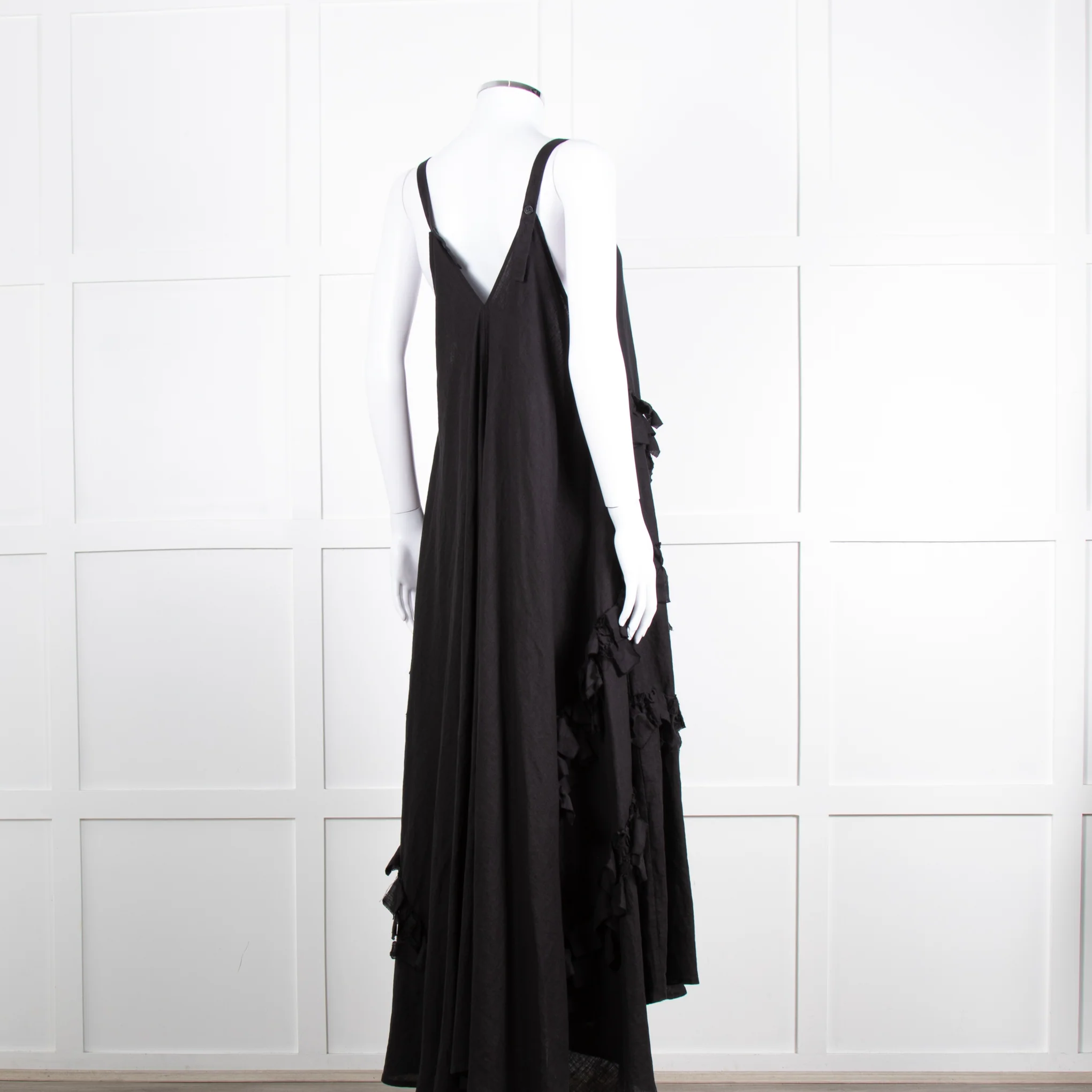 Nu London Black Linen Oversized Sundress With Black Fabric Adornments - Image 4