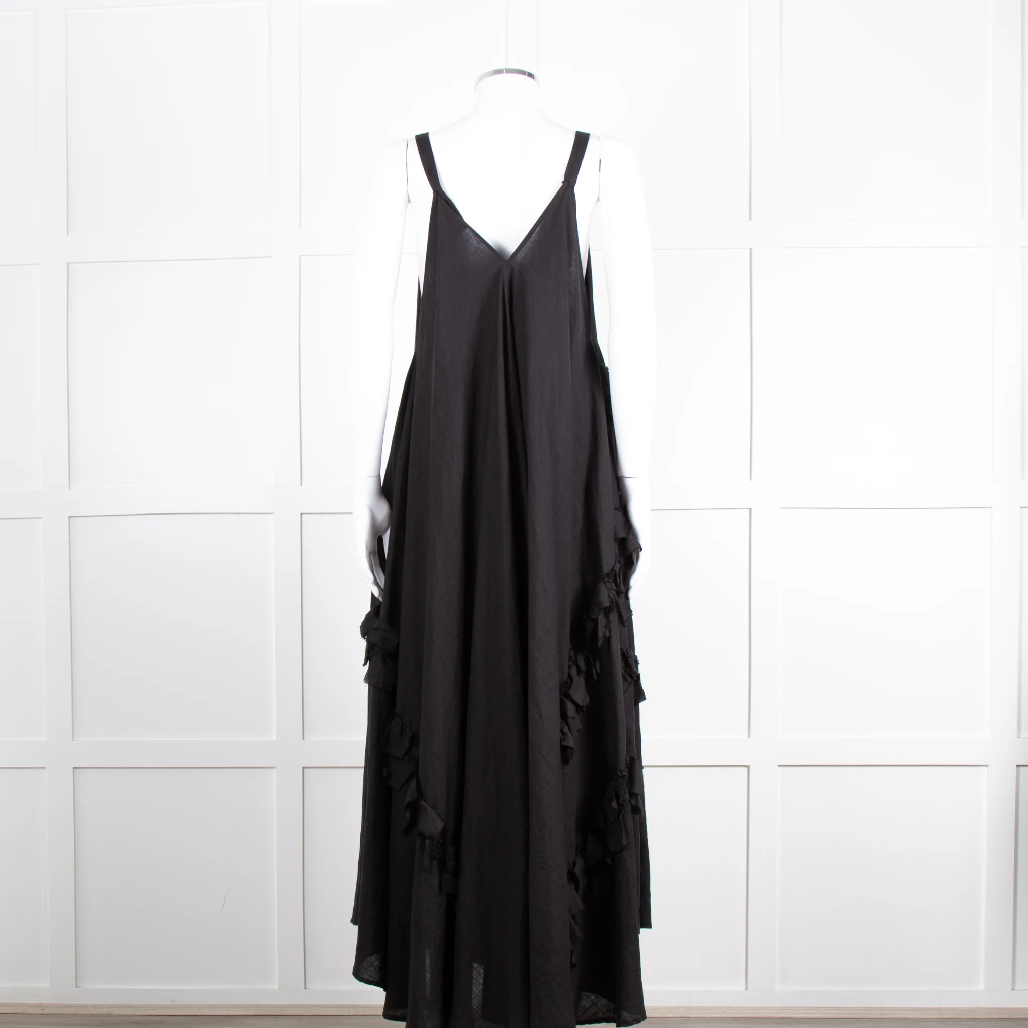 Nu London Black Linen Oversized Sundress With Black Fabric Adornments - Image 5