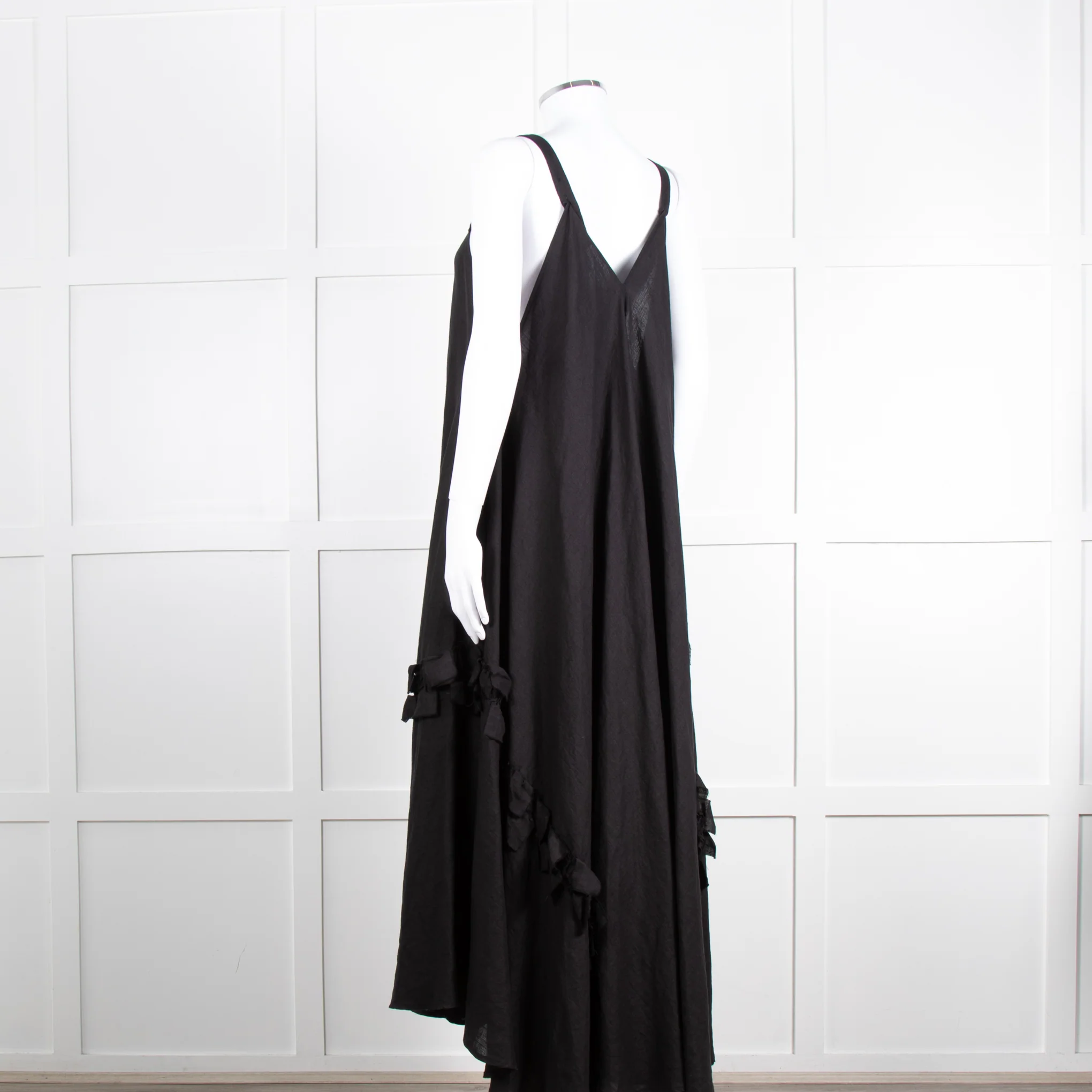 Nu London Black Linen Oversized Sundress With Black Fabric Adornments - Image 6