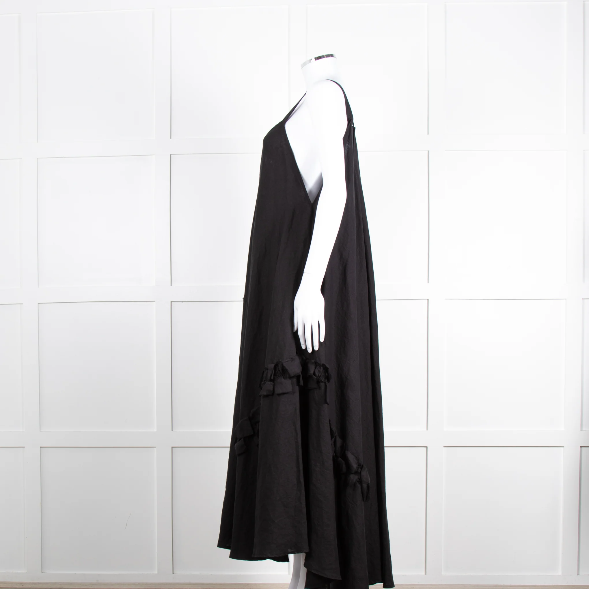 Nu London Black Linen Oversized Sundress With Black Fabric Adornments - Image 7
