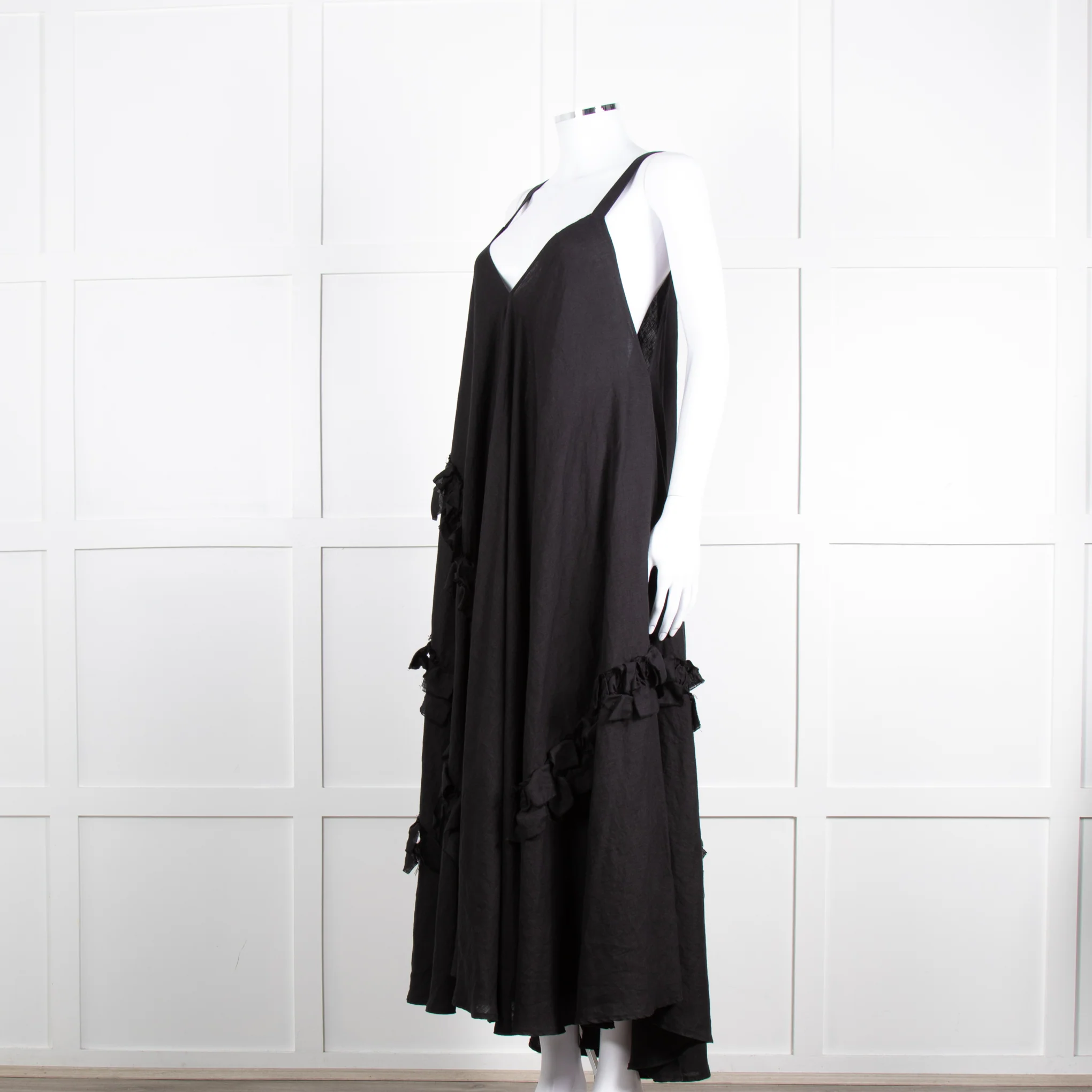 Nu London Black Linen Oversized Sundress With Black Fabric Adornments - Image 8