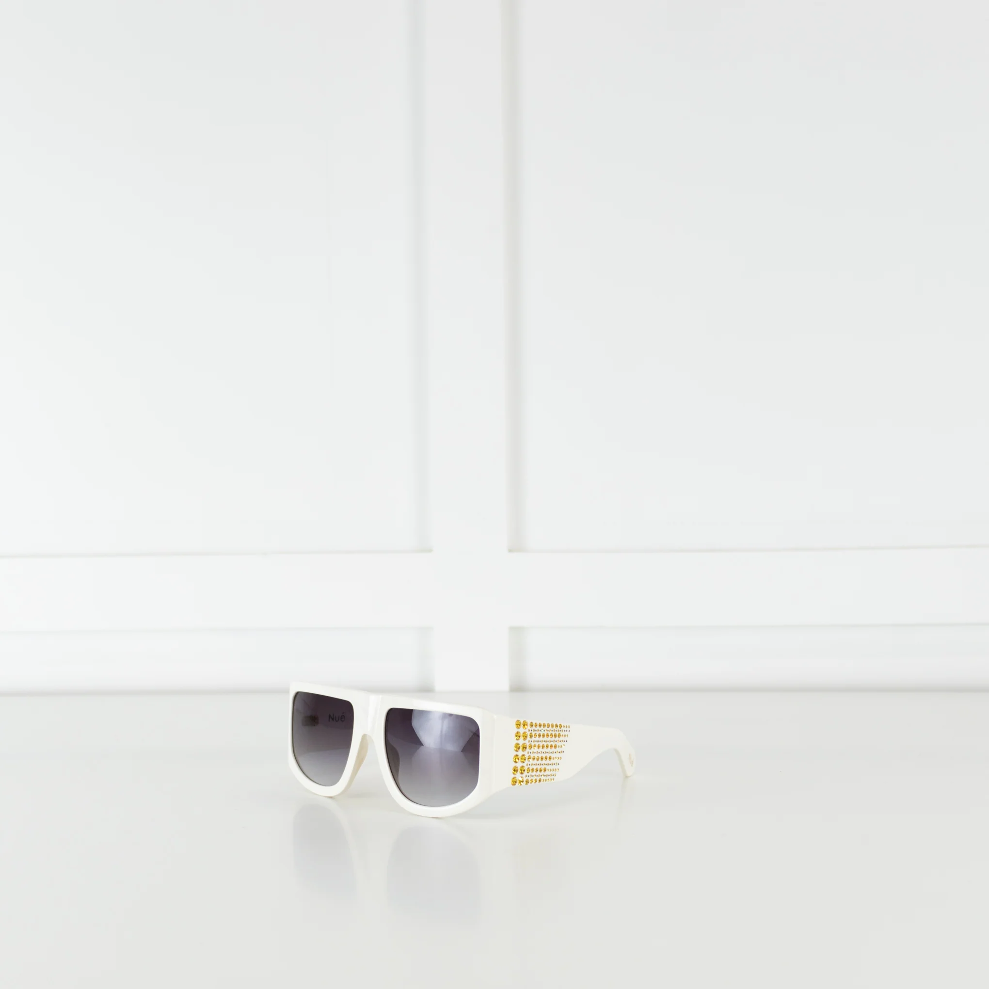 Nue Studio + Linda Farrow White Gold Crystals Oversized Sunglasses - Image 2