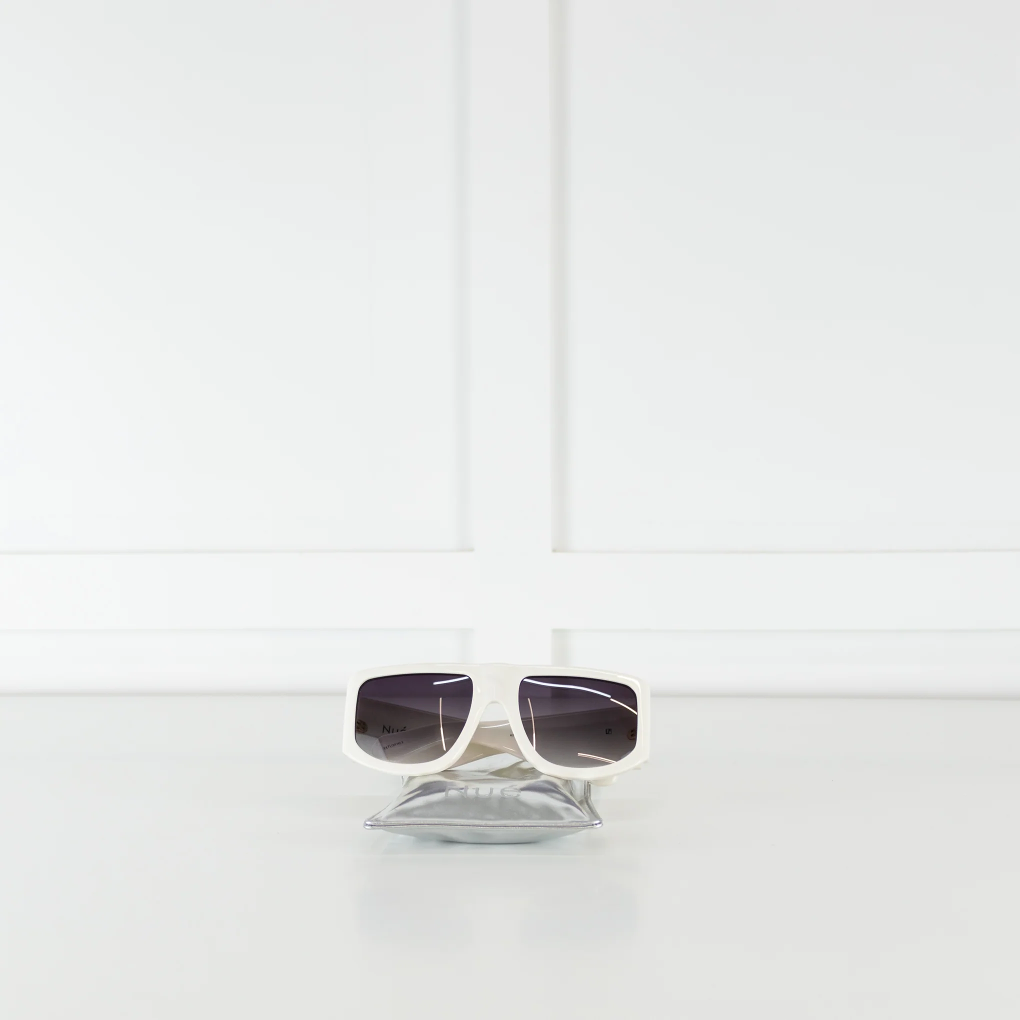 Nue Studio + Linda Farrow White Gold Crystals Oversized Sunglasses - Image 3
