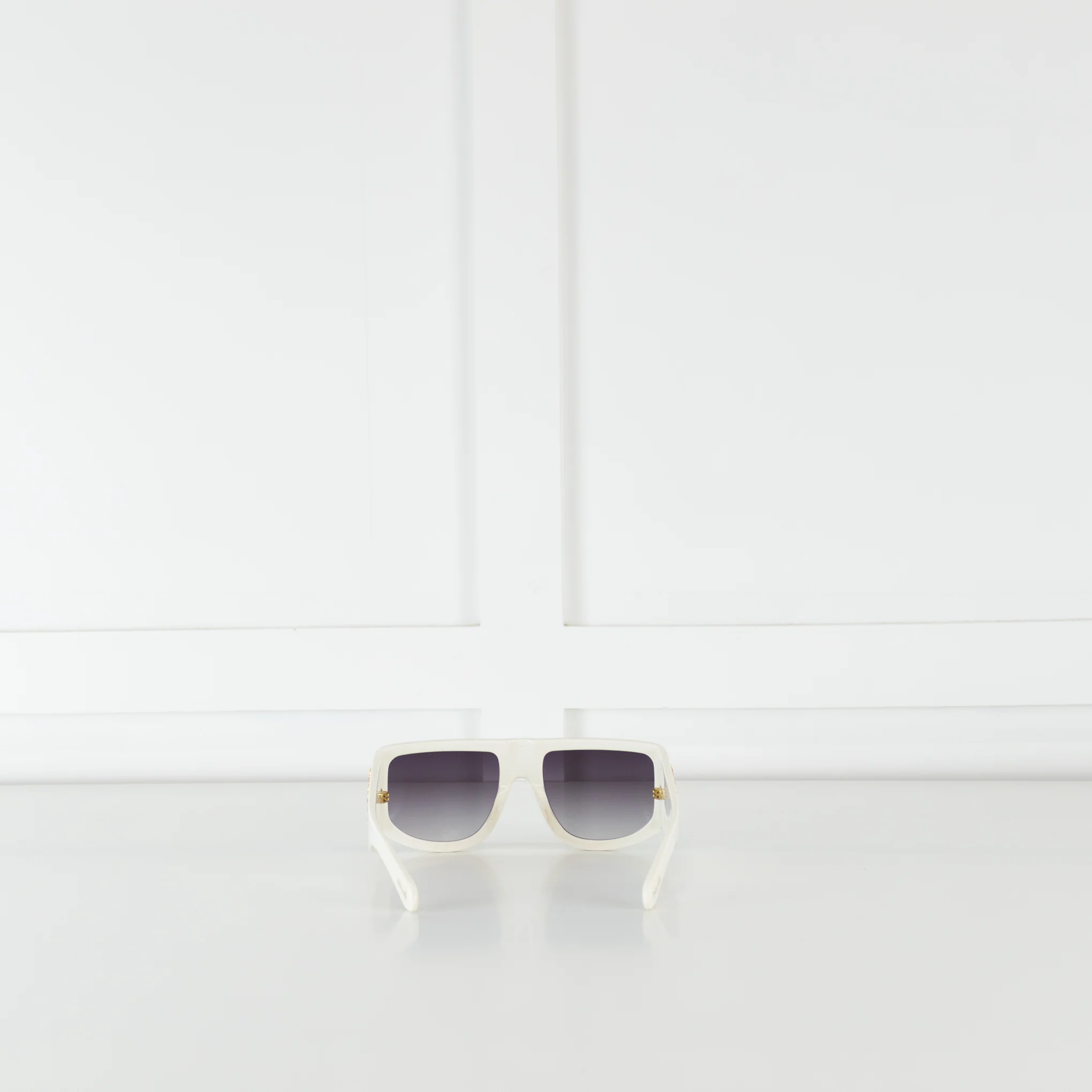 Nue Studio + Linda Farrow White Gold Crystals Oversized Sunglasses - Image 5