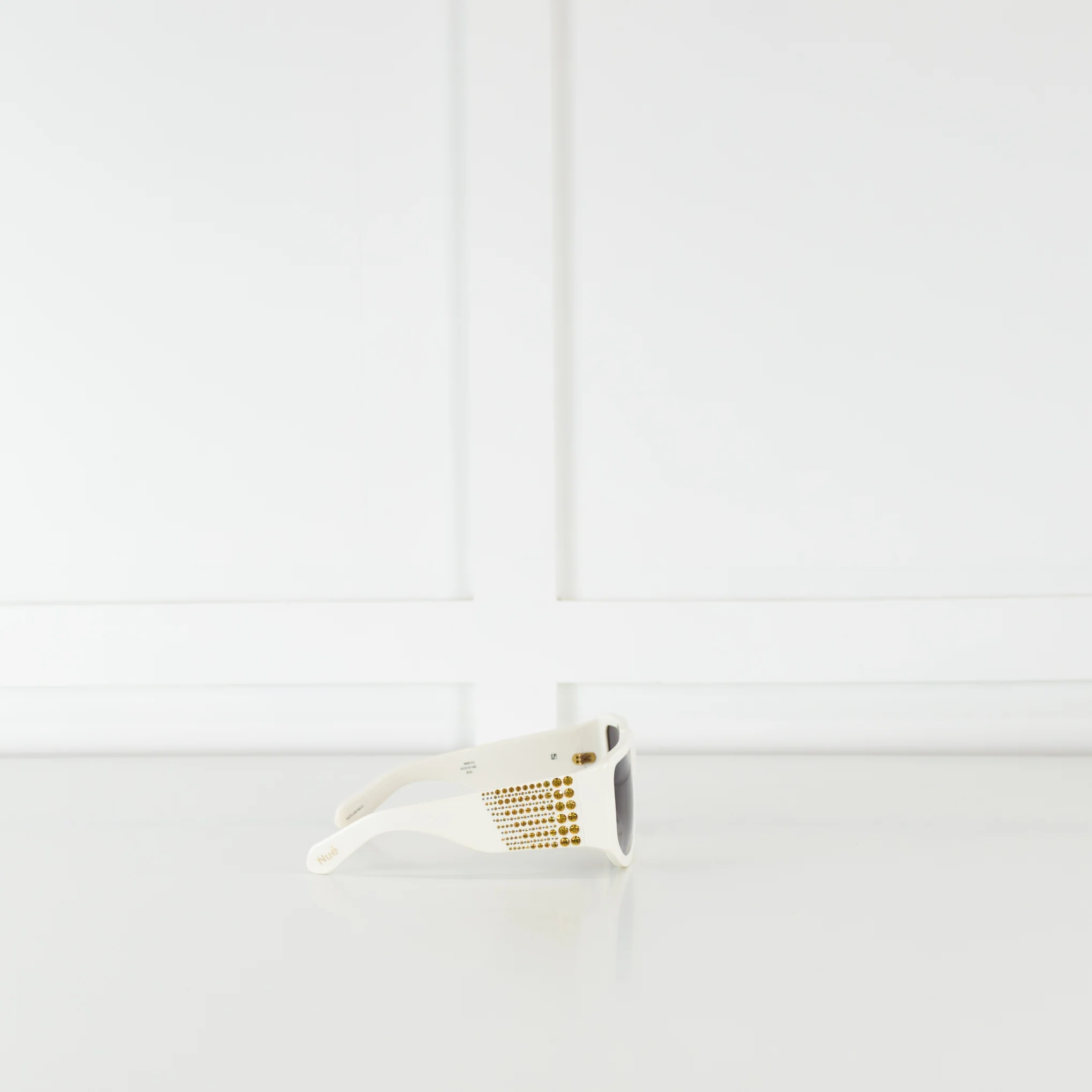 Nue Studio + Linda Farrow White Gold Crystals Oversized Sunglasses - Image 6