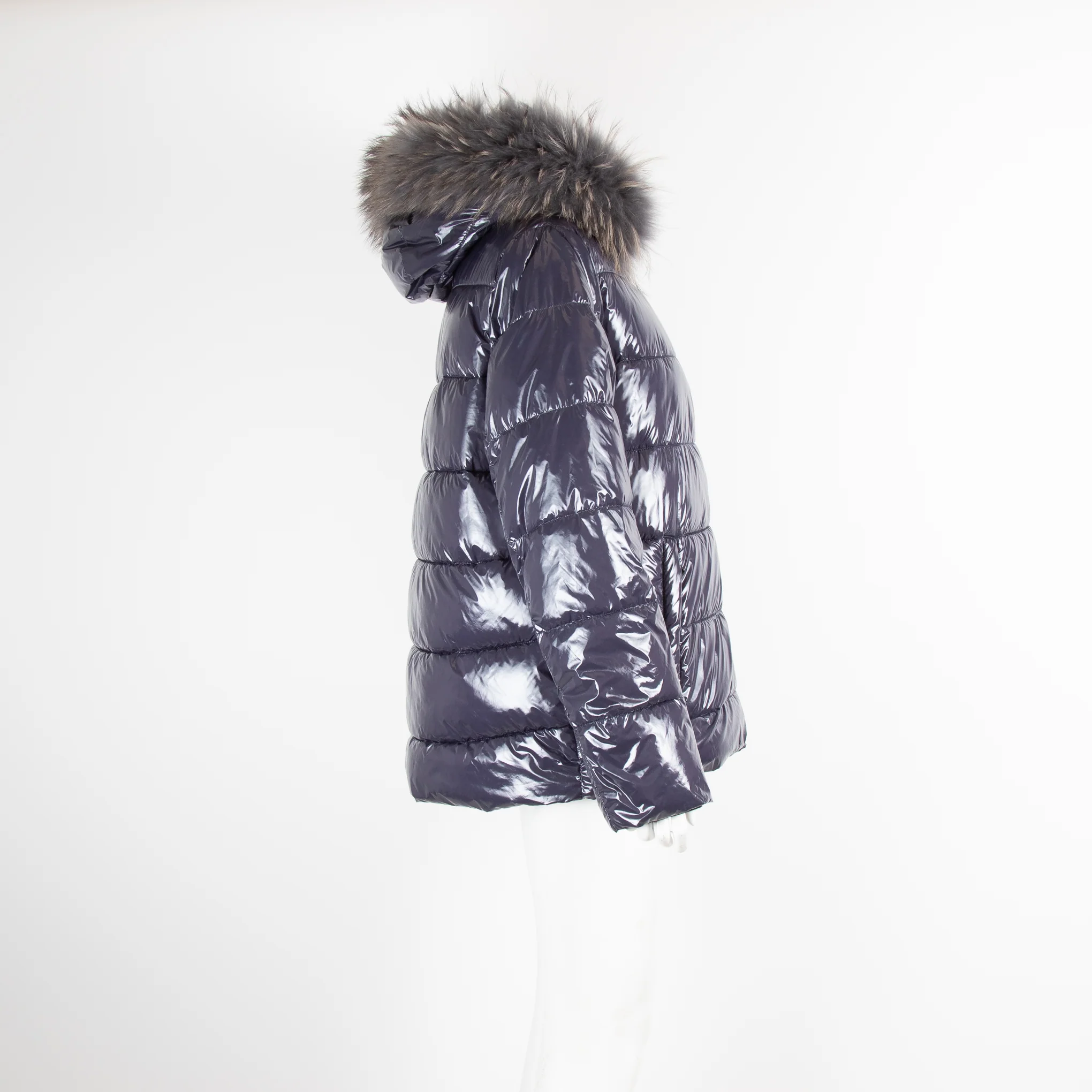 Oakwood Blue Vinyl Puffer with Fur Hood - Image 2