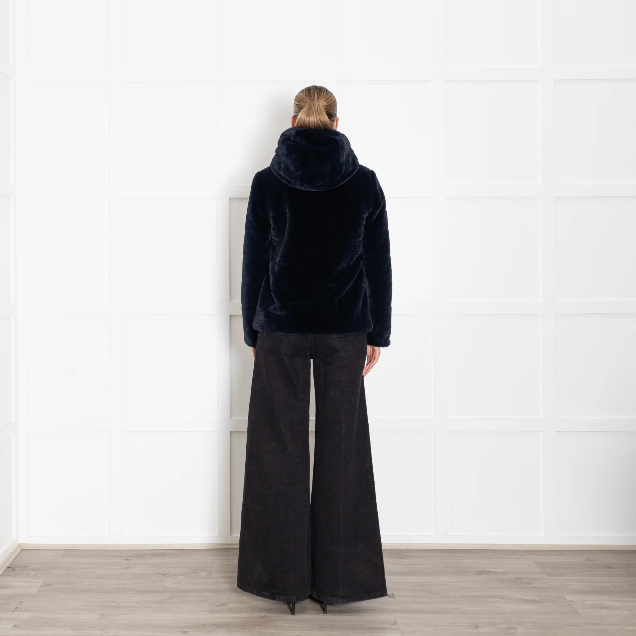 Oakwood Navy Blue Faux Fur Hooded Jacket - Image 5