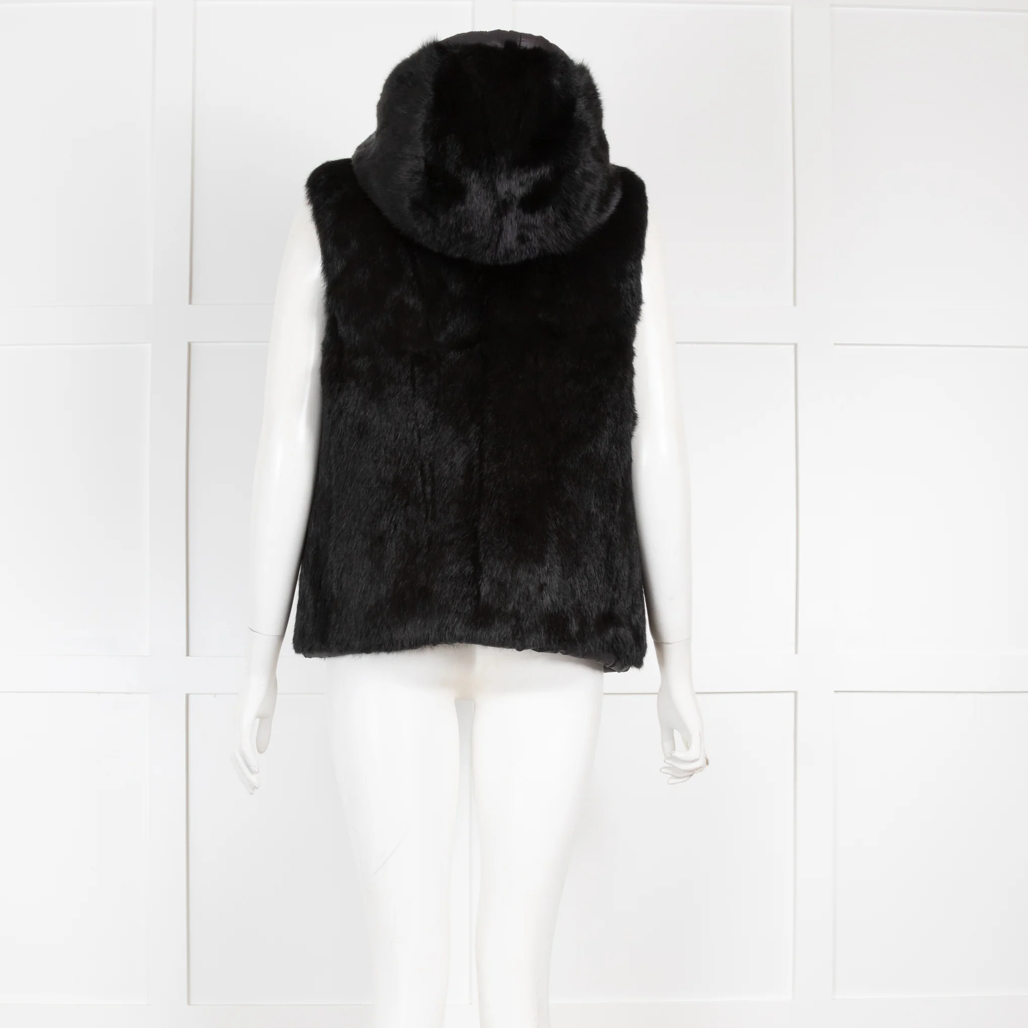 Oakwood Reversible Black Rabbit Fur Gilet - Image 3