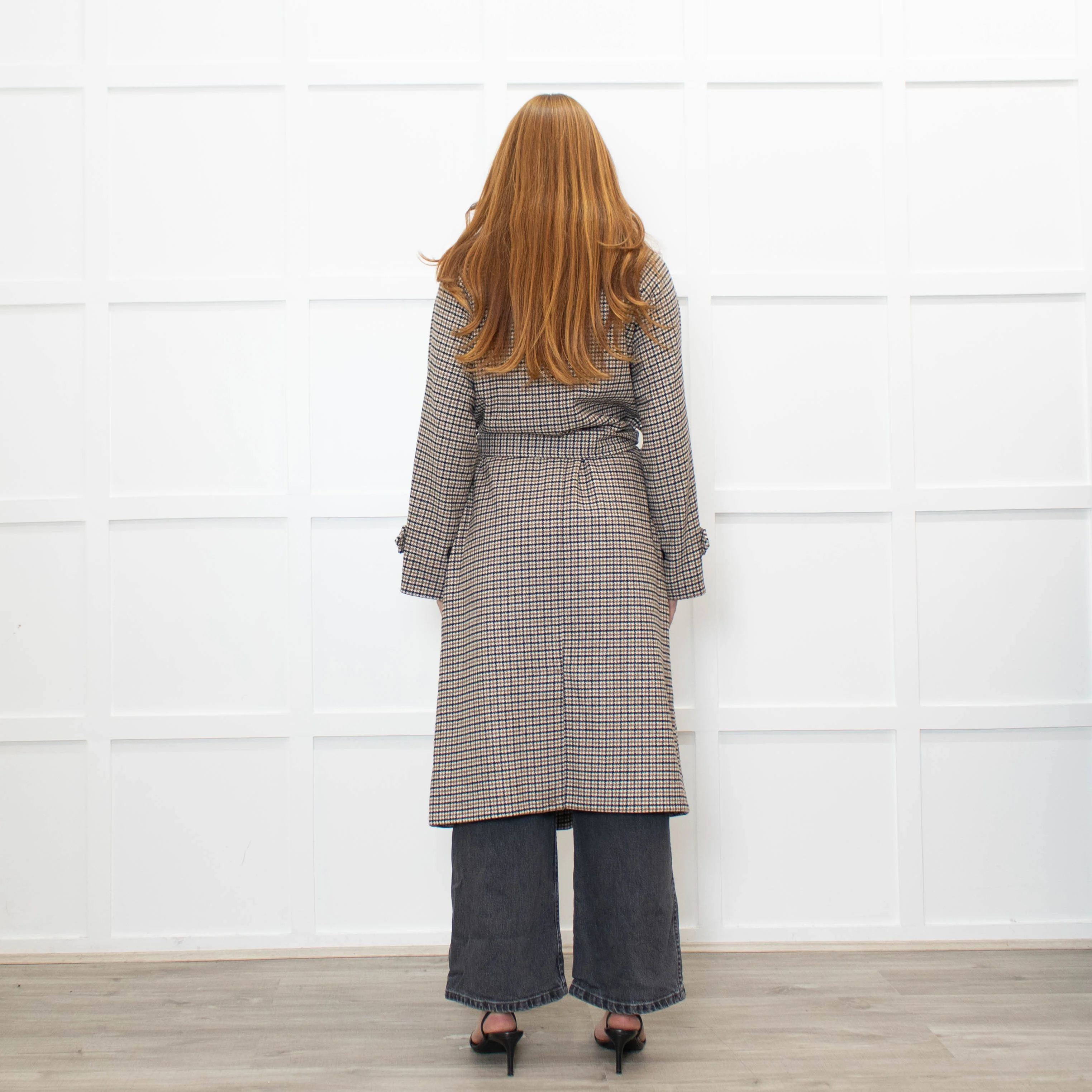 .Object Green and Black Check Tweed Style Double Breasted Coat - Image 5