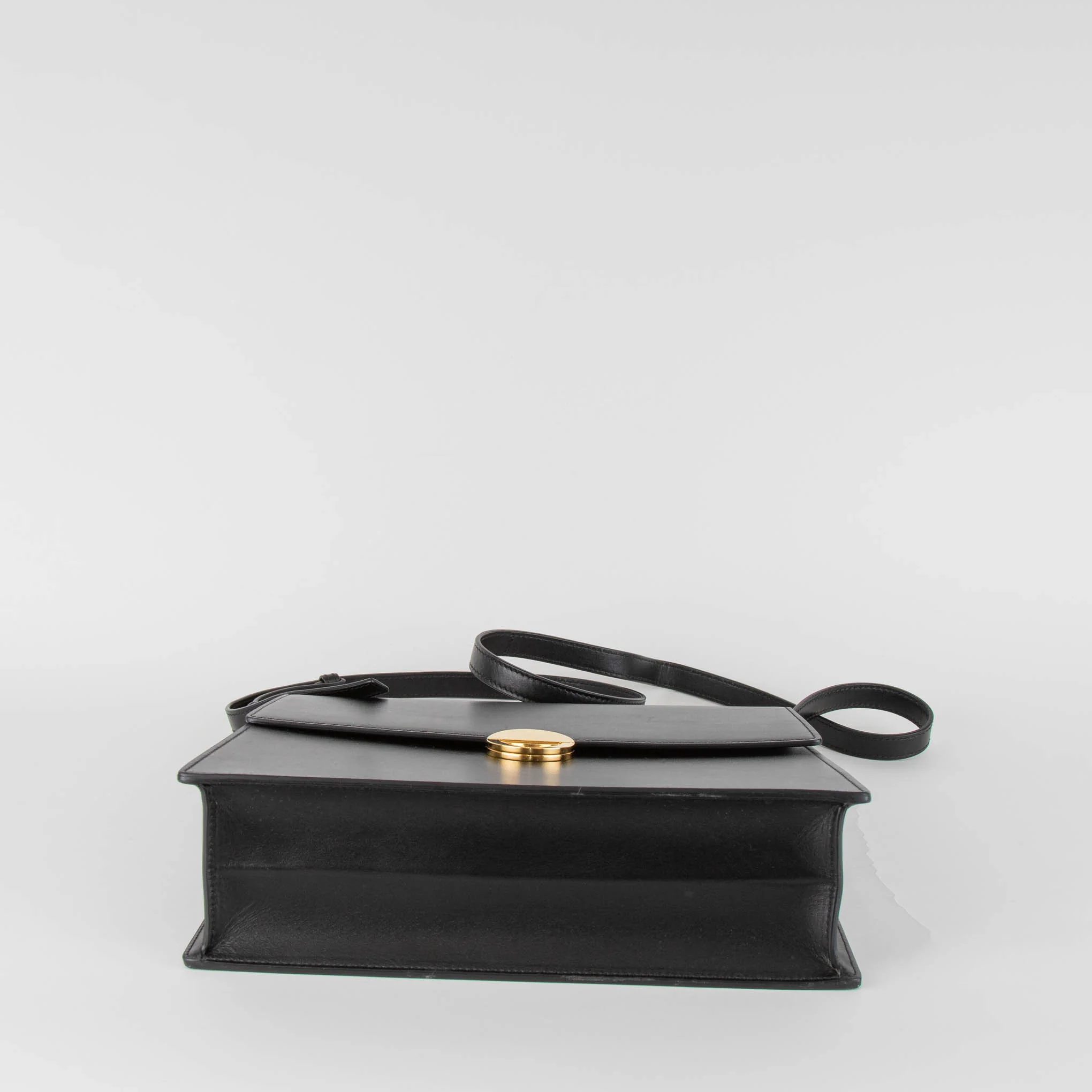 Objets Daso Hye Leather Flap Gold Closure Shoulder Bag Black - Image 6