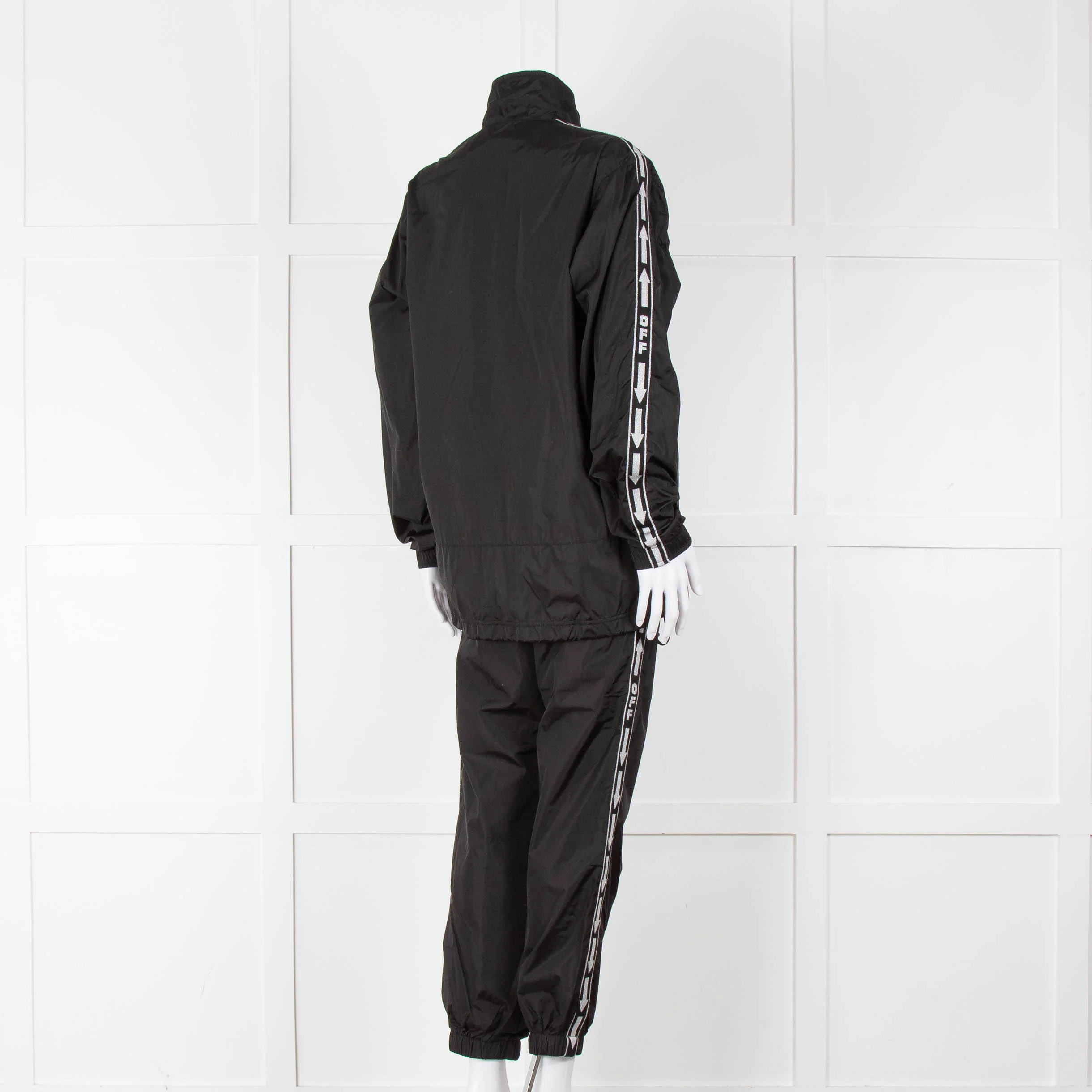 Off-White Black Nylon Joggers With Silver Lurex Arrows - Image 12