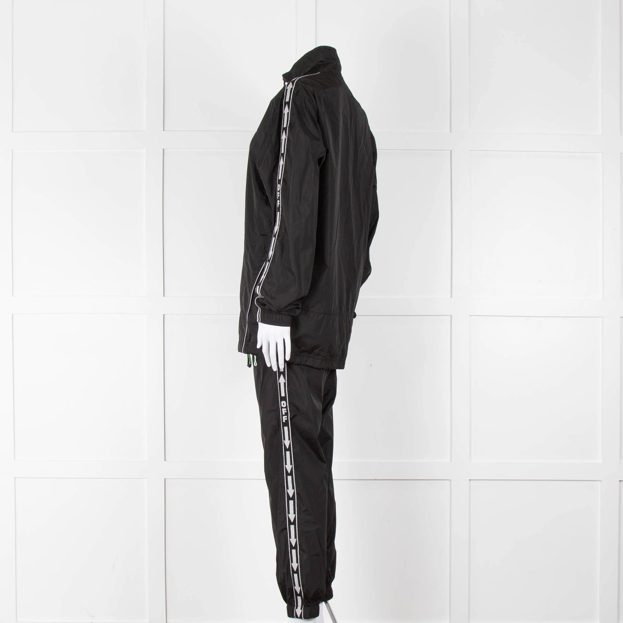 Off-White Black Nylon Joggers With Silver Lurex Arrows - Image 14