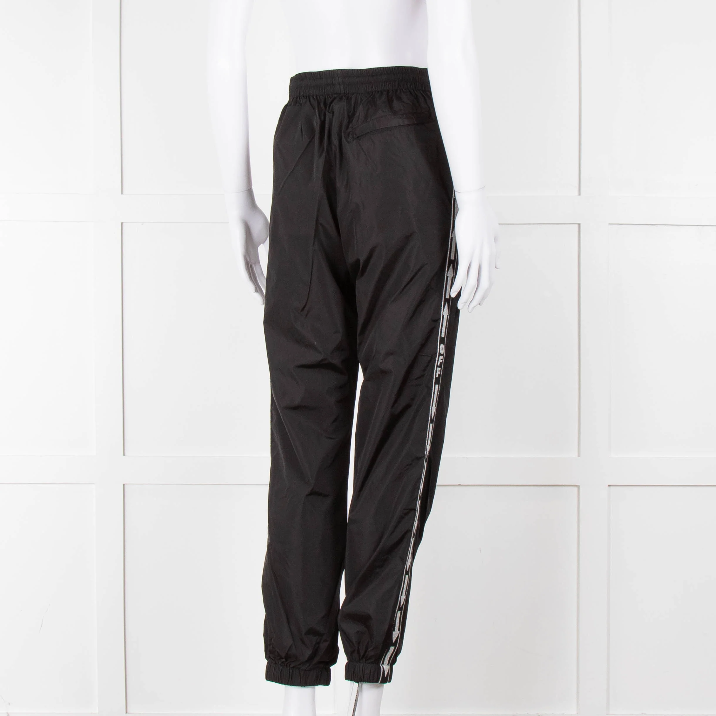 Off-White Black Nylon Joggers With Silver Lurex Arrows - Image 5
