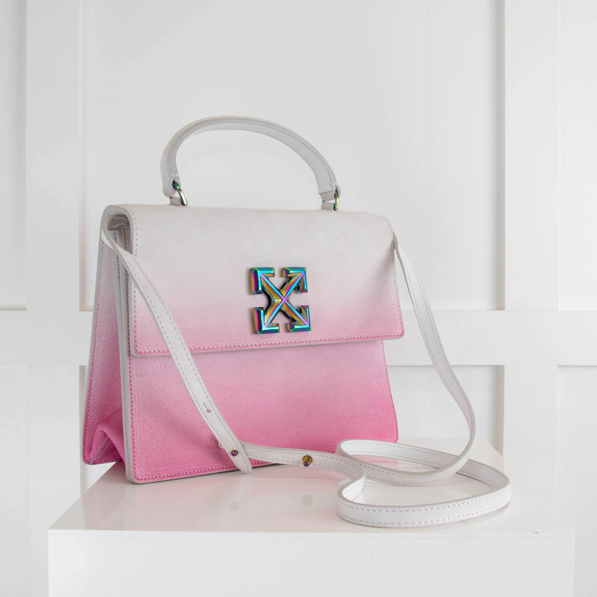 Off White Pink Sprayed Suede Jitney 2.8 Handbag - Image 2