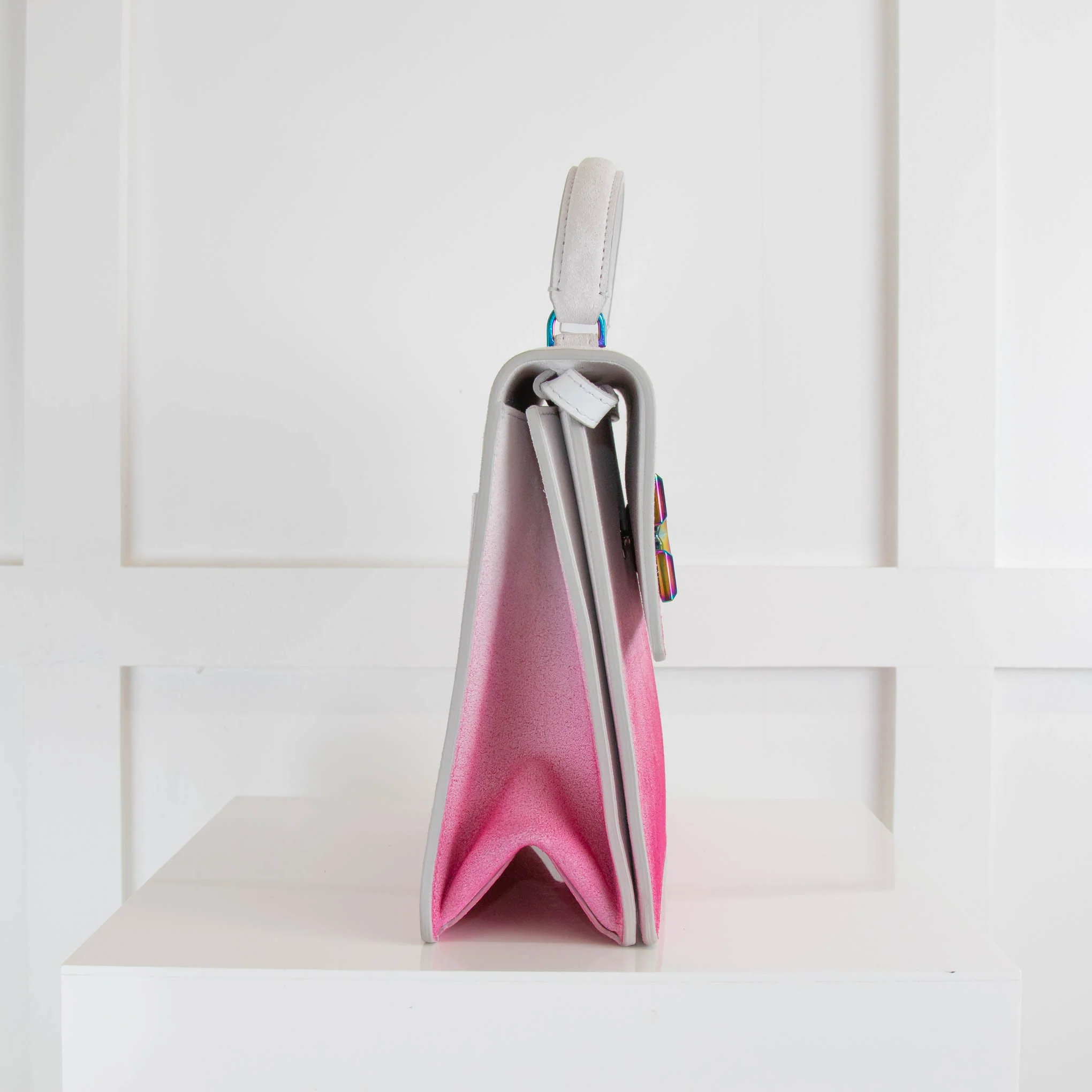 Off White Pink Sprayed Suede Jitney 2.8 Handbag - Image 3