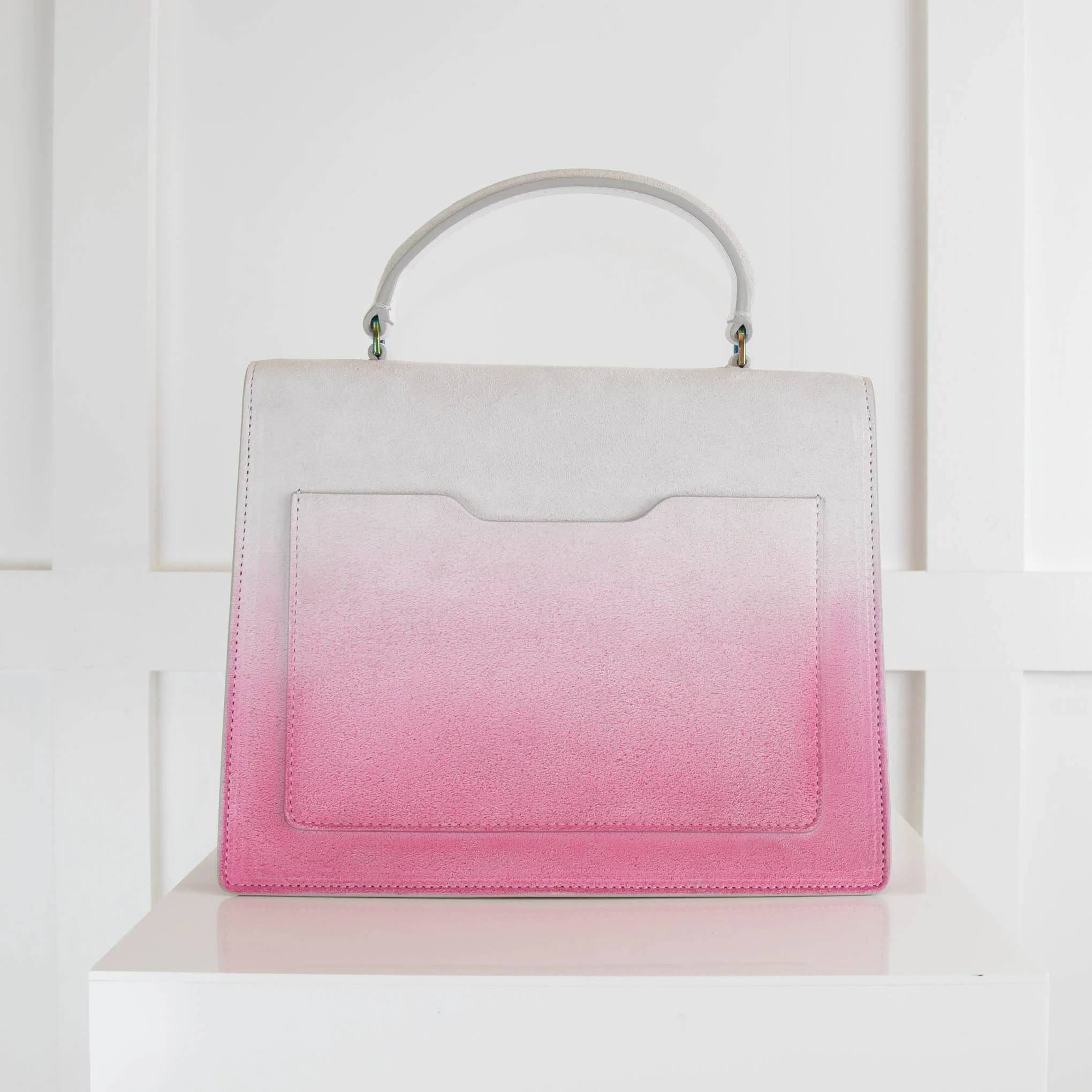 Off White Pink Sprayed Suede Jitney 2.8 Handbag - Image 4