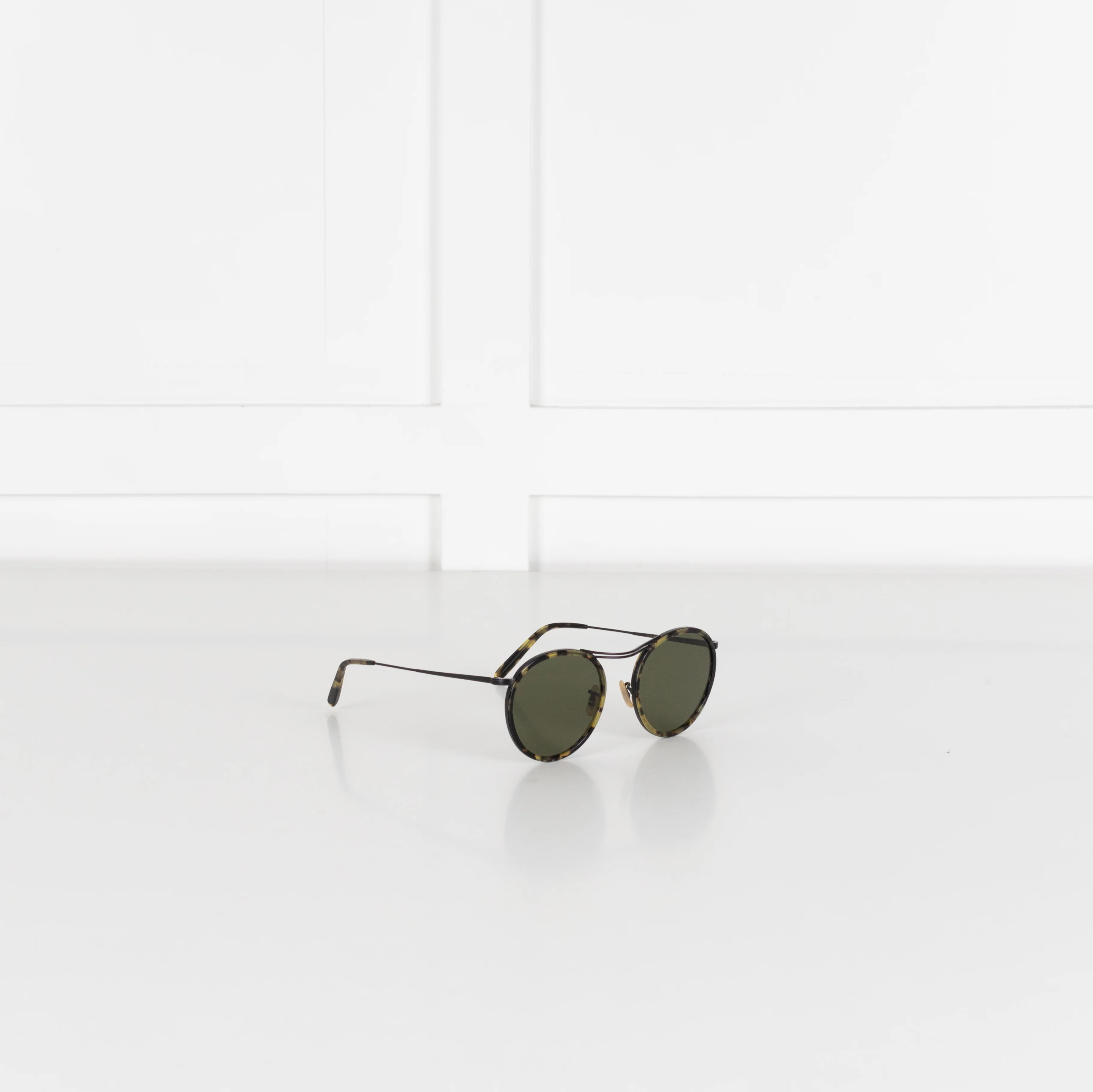 Oliver Peoples Green Tort Round Sunglasses - Image 7
