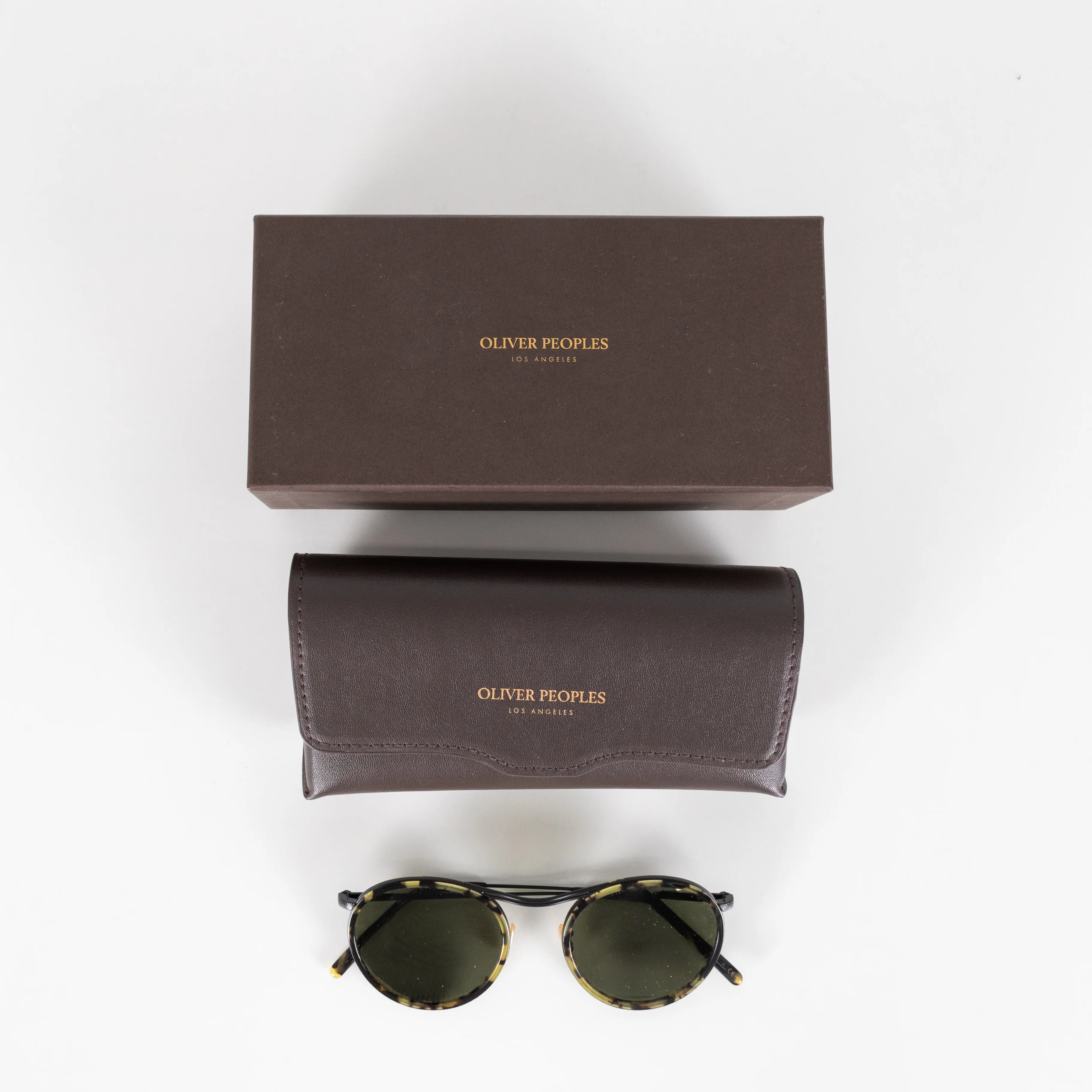 Oliver Peoples Green Tort Round Sunglasses - Image 8