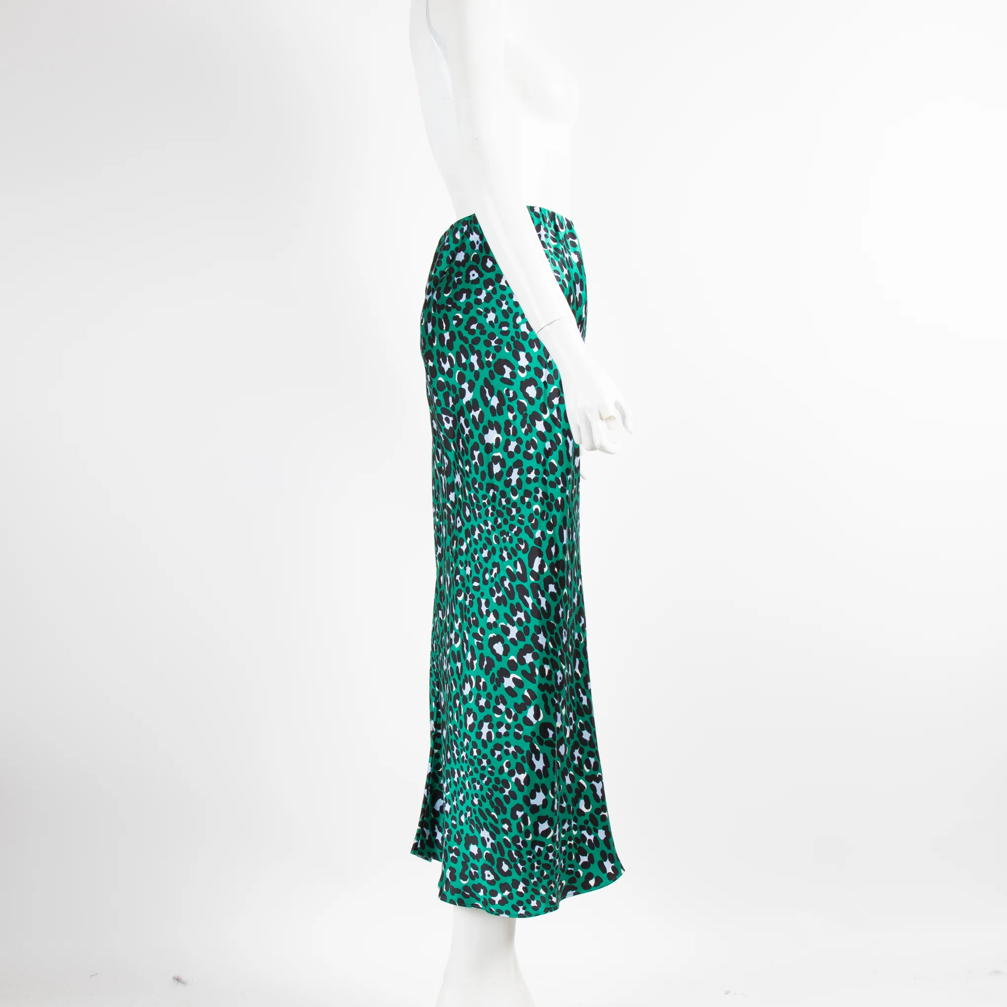 Olivia Von Hale Green Animal Print Silk Satin Skirt - Image 2