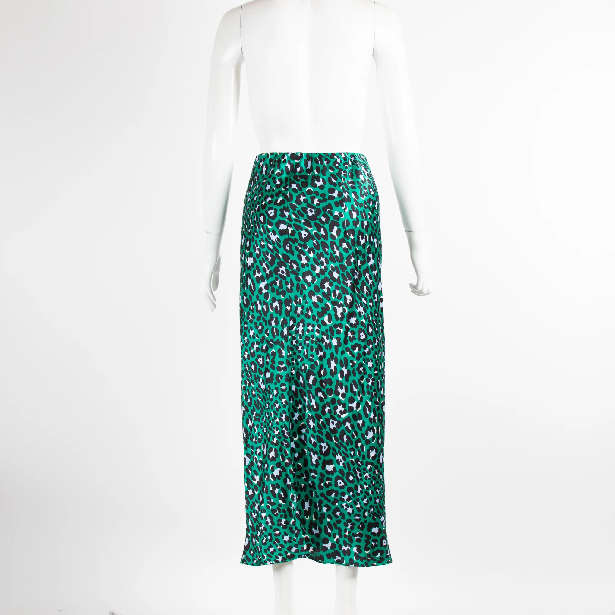 Olivia Von Hale Green Animal Print Silk Satin Skirt - Image 3