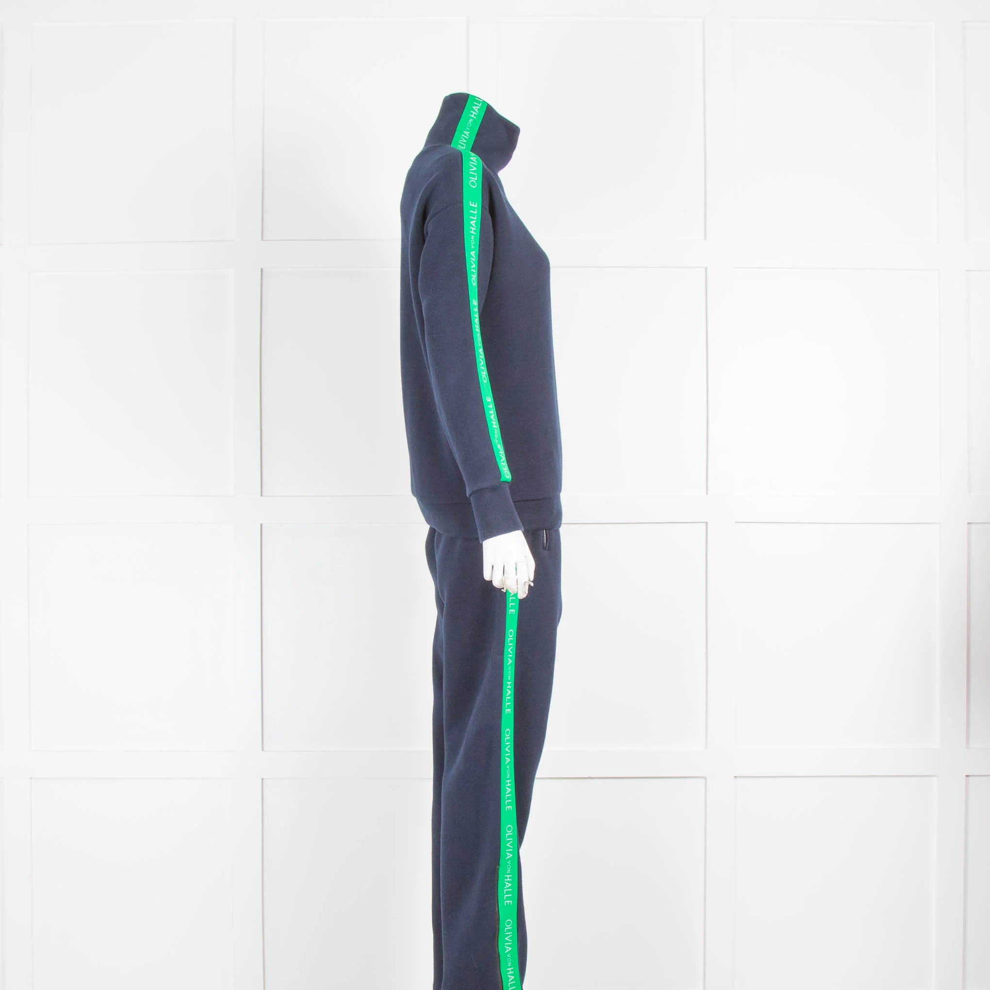 Olivia Von Halle Navy Tracksuit with Green Detail - Image 2