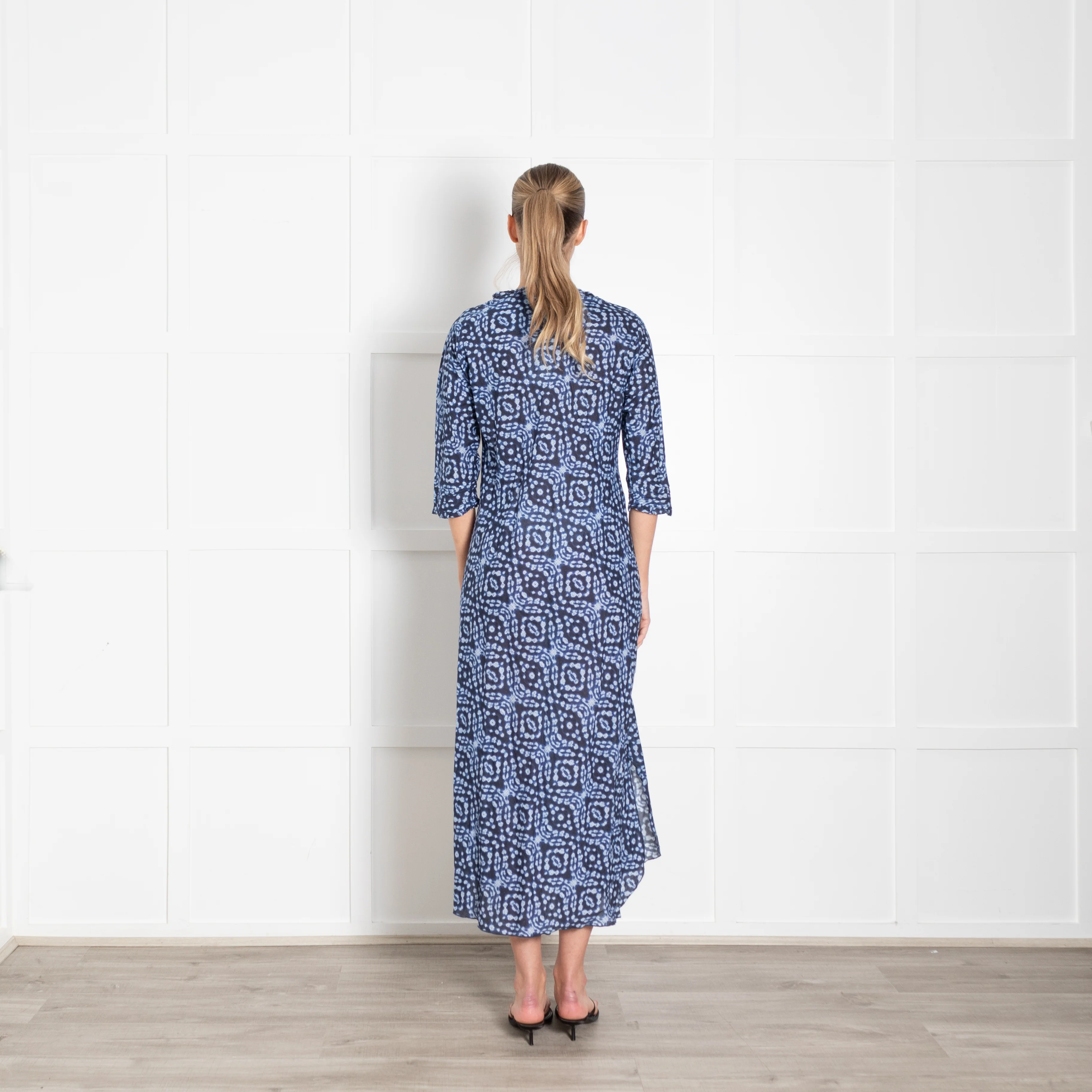 One Season Blue Patterned Midi Dress - Image 5
