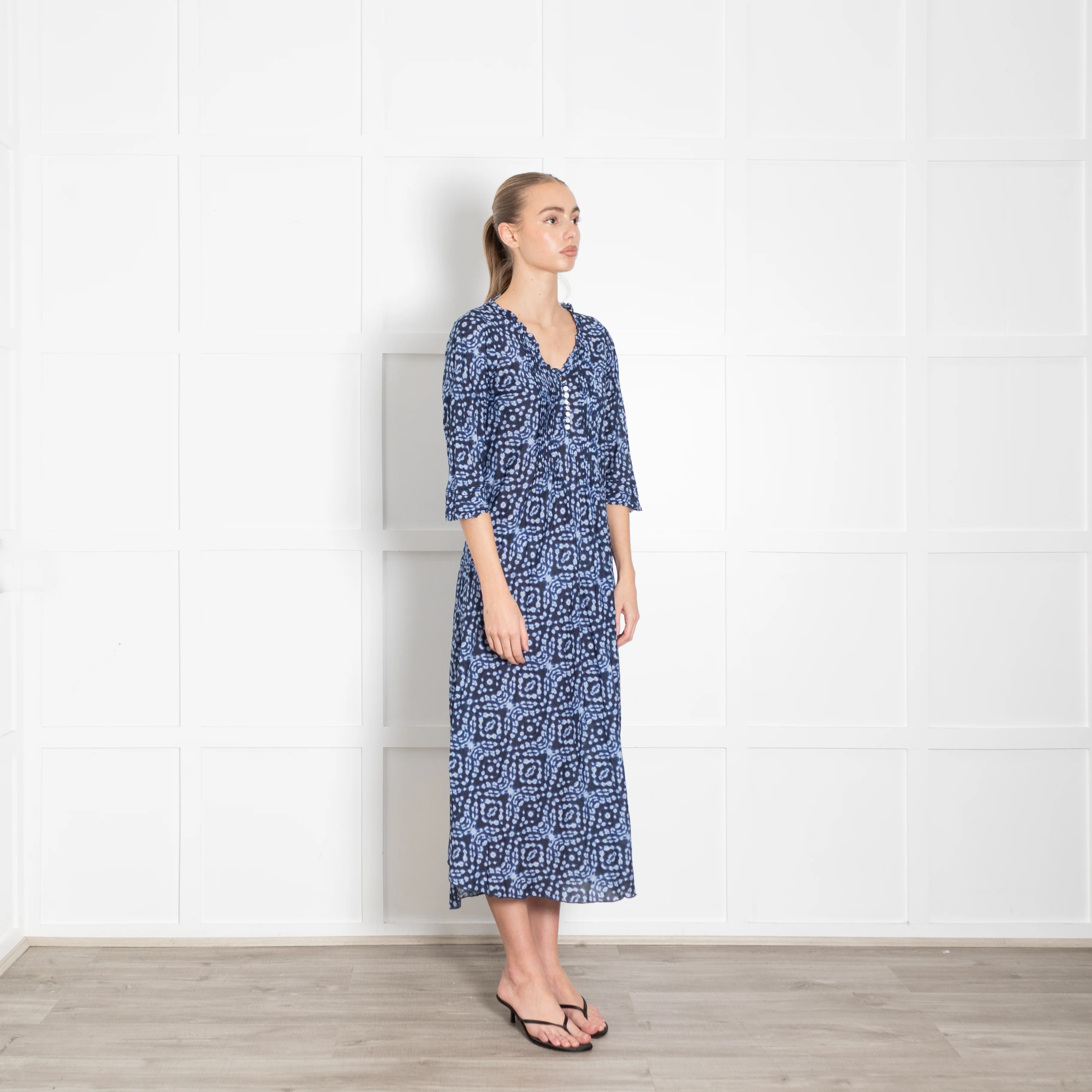 One Season Blue Patterned Midi Dress - Image 7