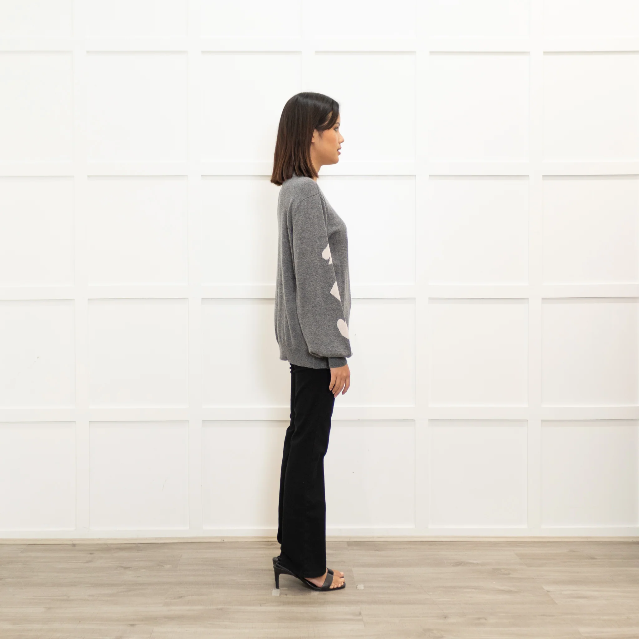 Orwell and Austen Grey Wool Mix Motif Cardigan - Image 4