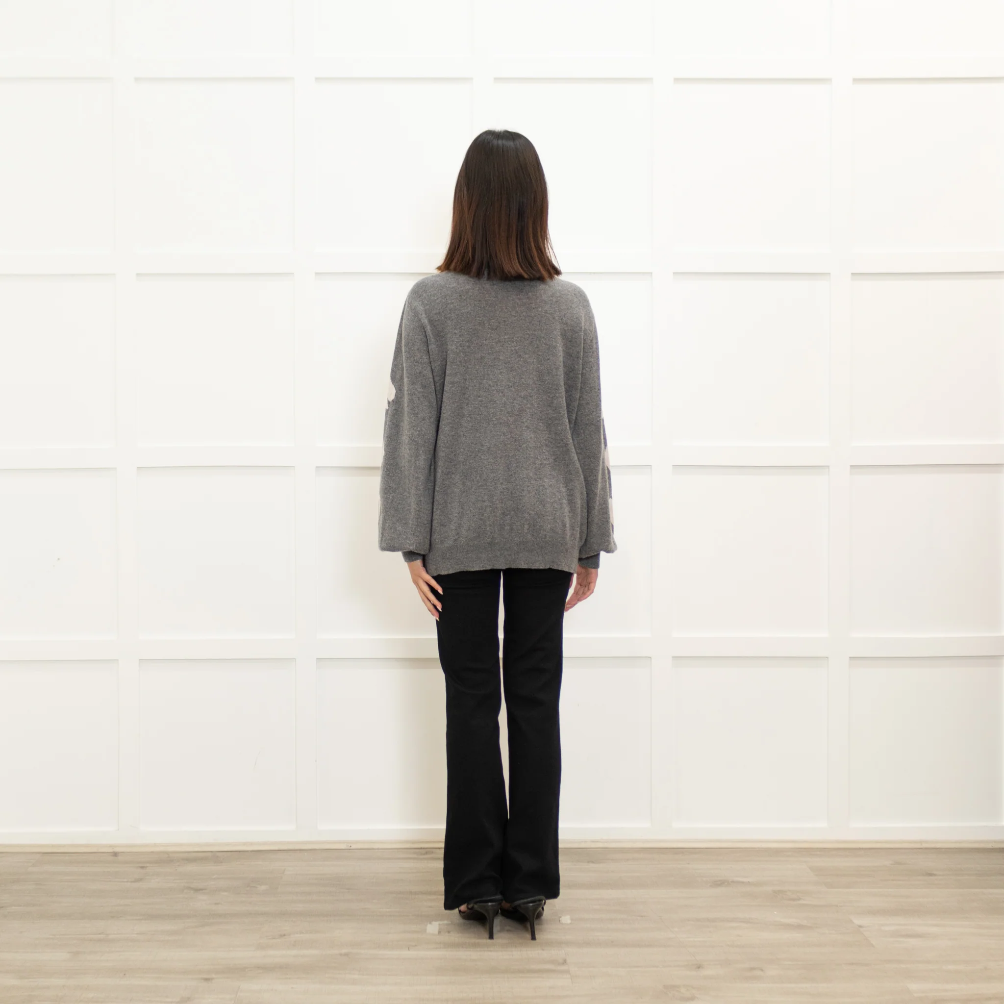 Orwell and Austen Grey Wool Mix Motif Cardigan - Image 5