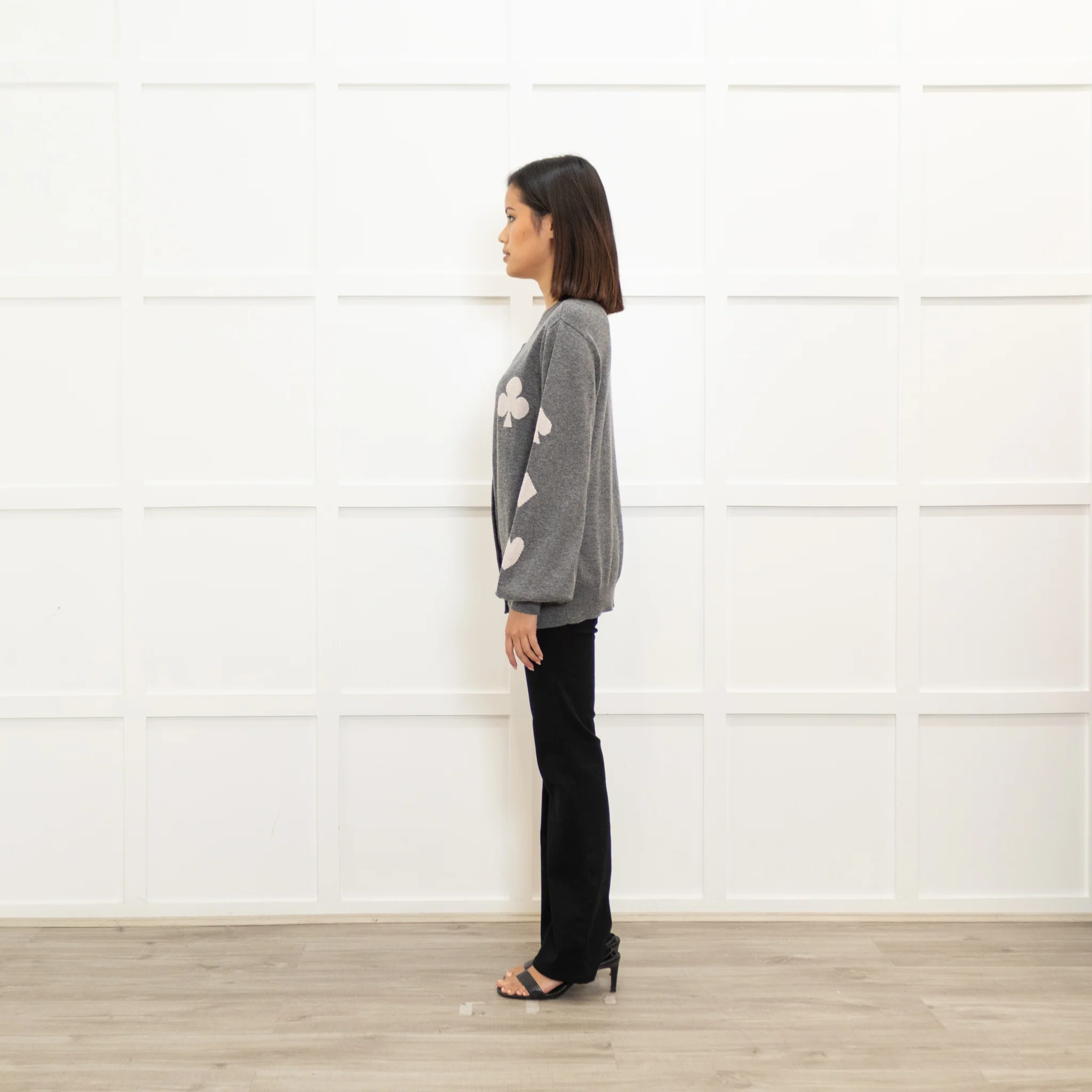Orwell and Austen Grey Wool Mix Motif Cardigan - Image 6