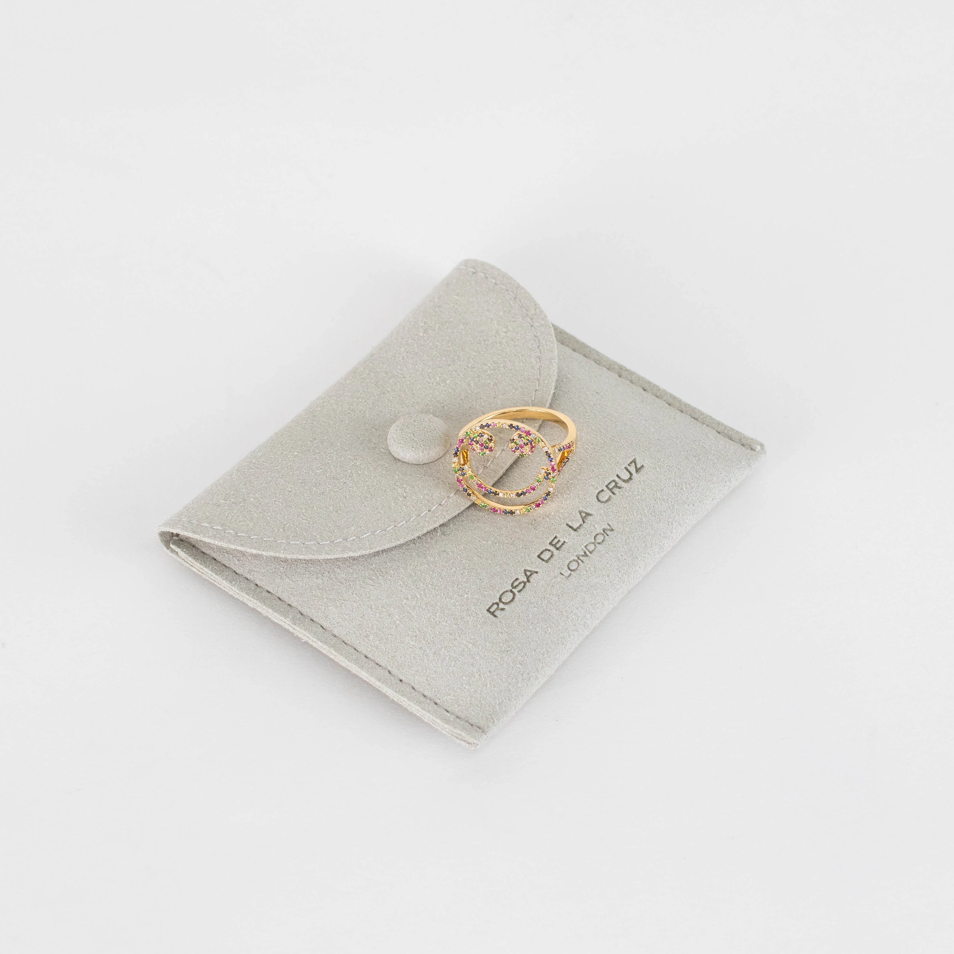 Rosa de la Cruz 18k Yellow Gold Smile Ring with Rainbow Stones - Image 3