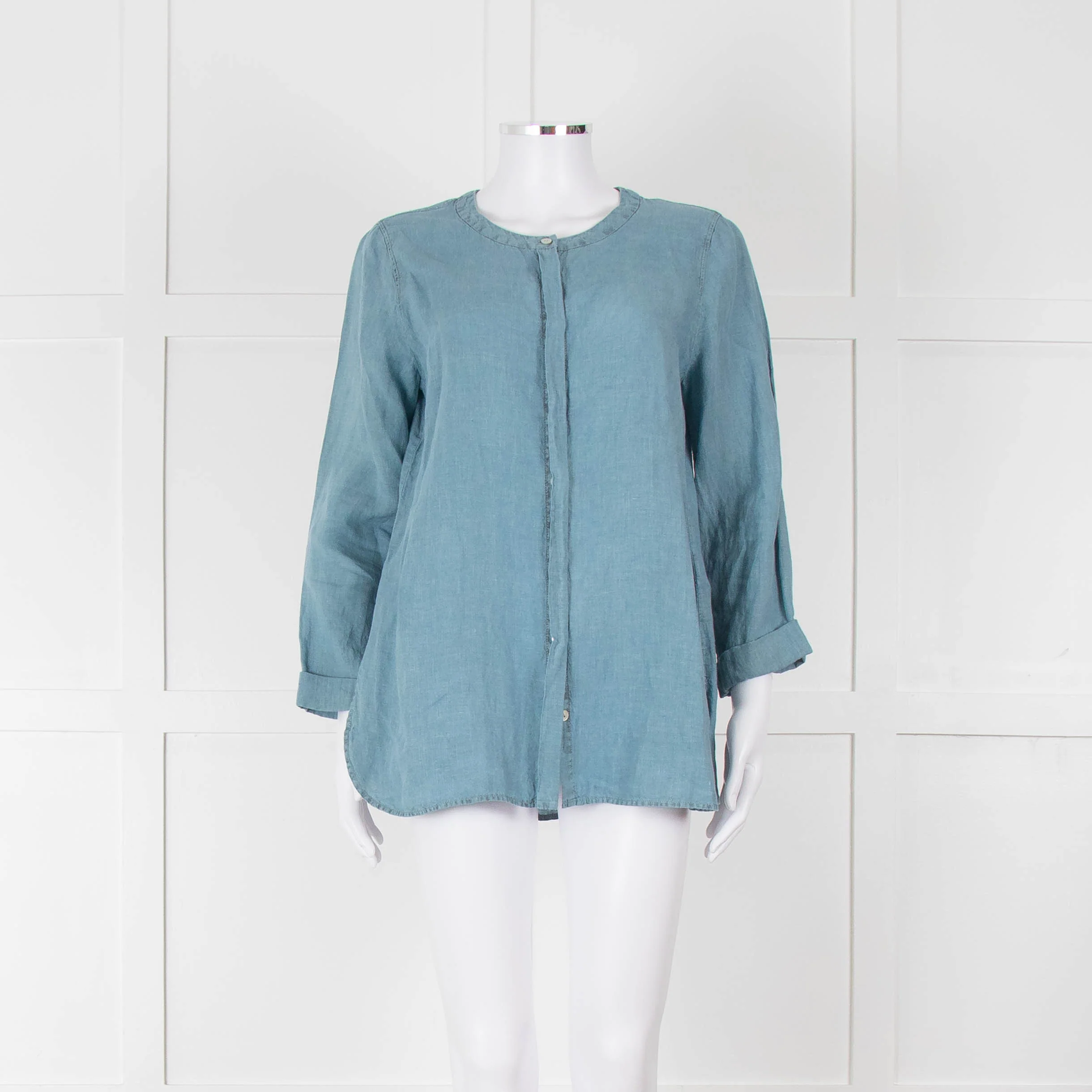 Oska Blue Linen Long Sleeve Shirt