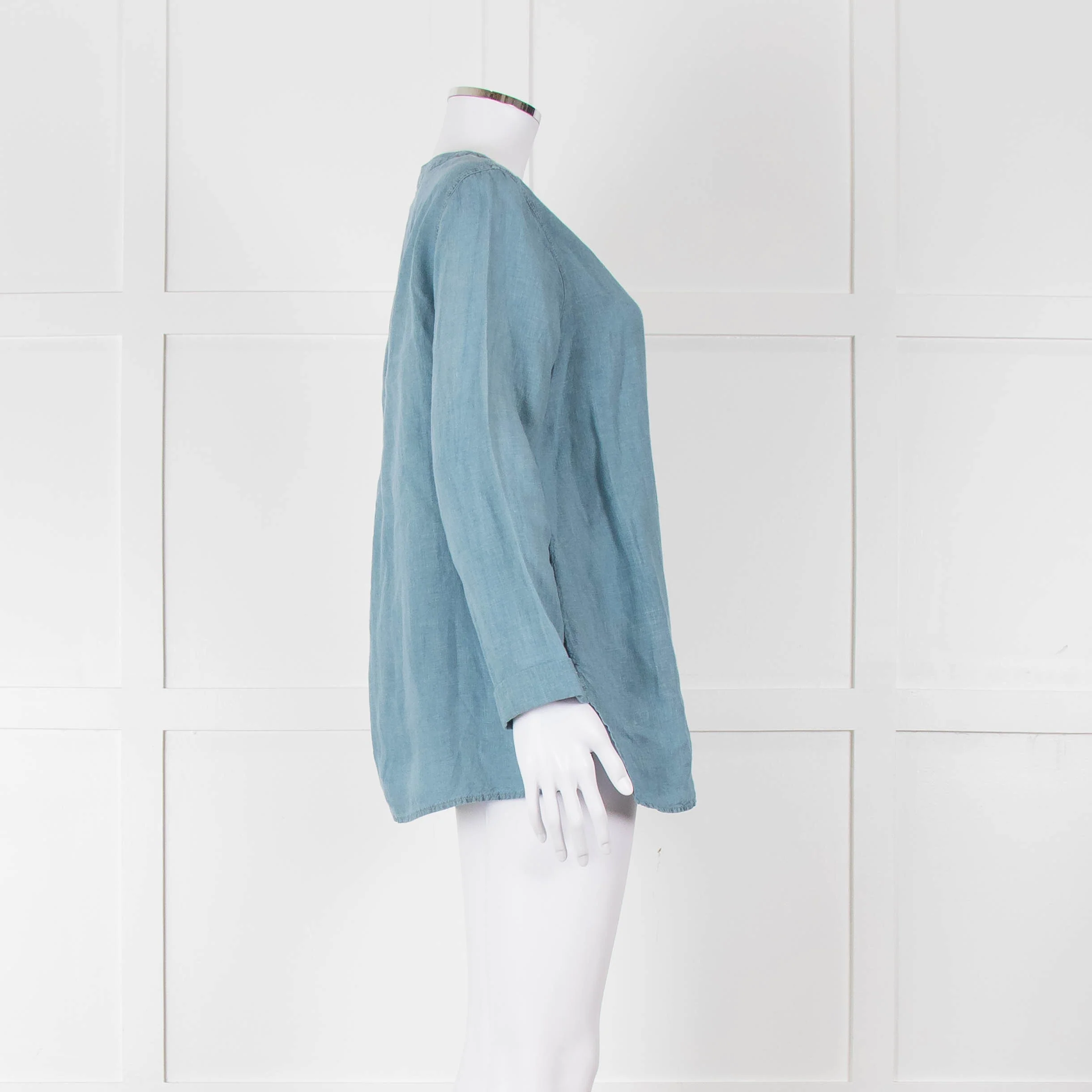 Oska Blue Linen Long Sleeve Shirt - Image 3