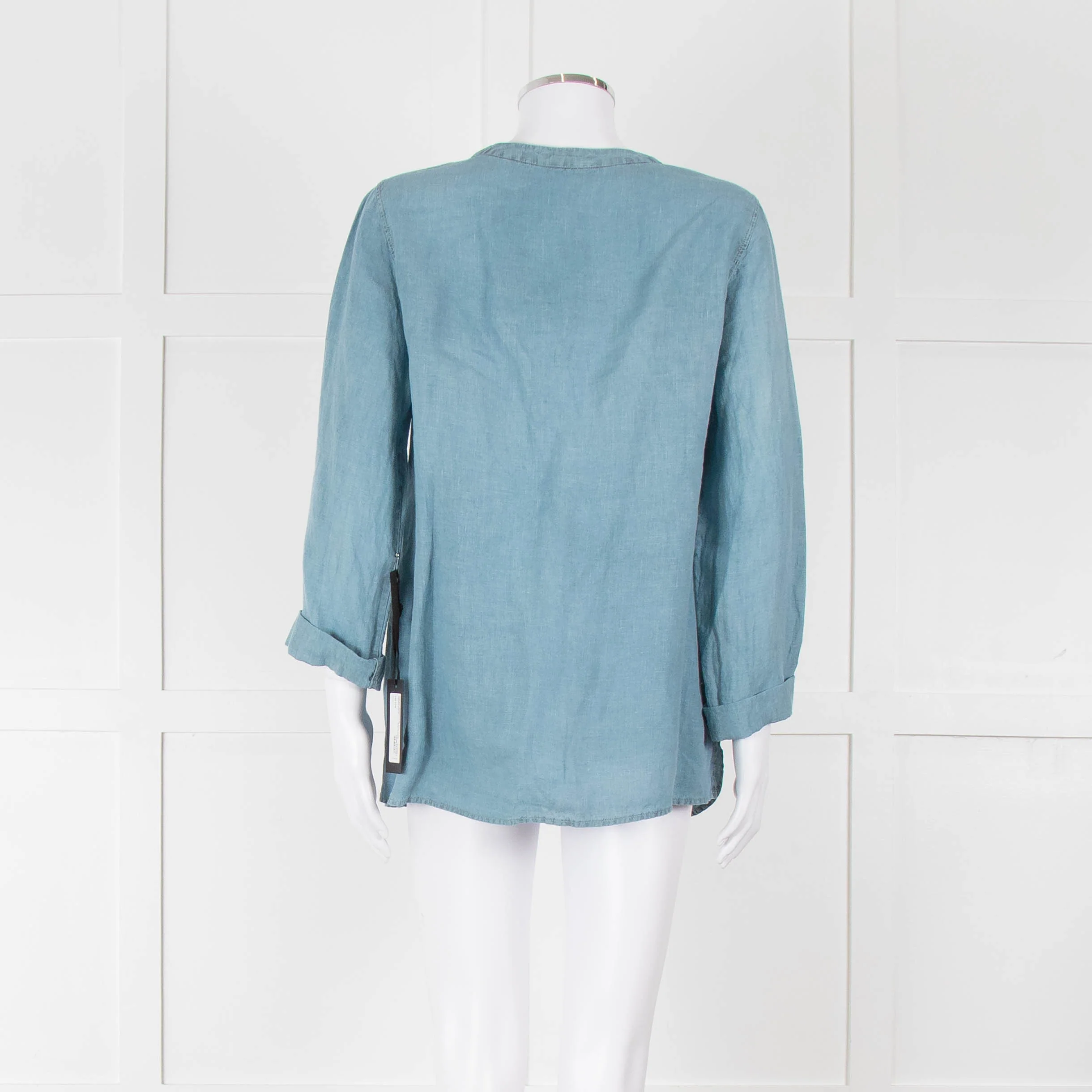 Oska Blue Linen Long Sleeve Shirt - Image 5