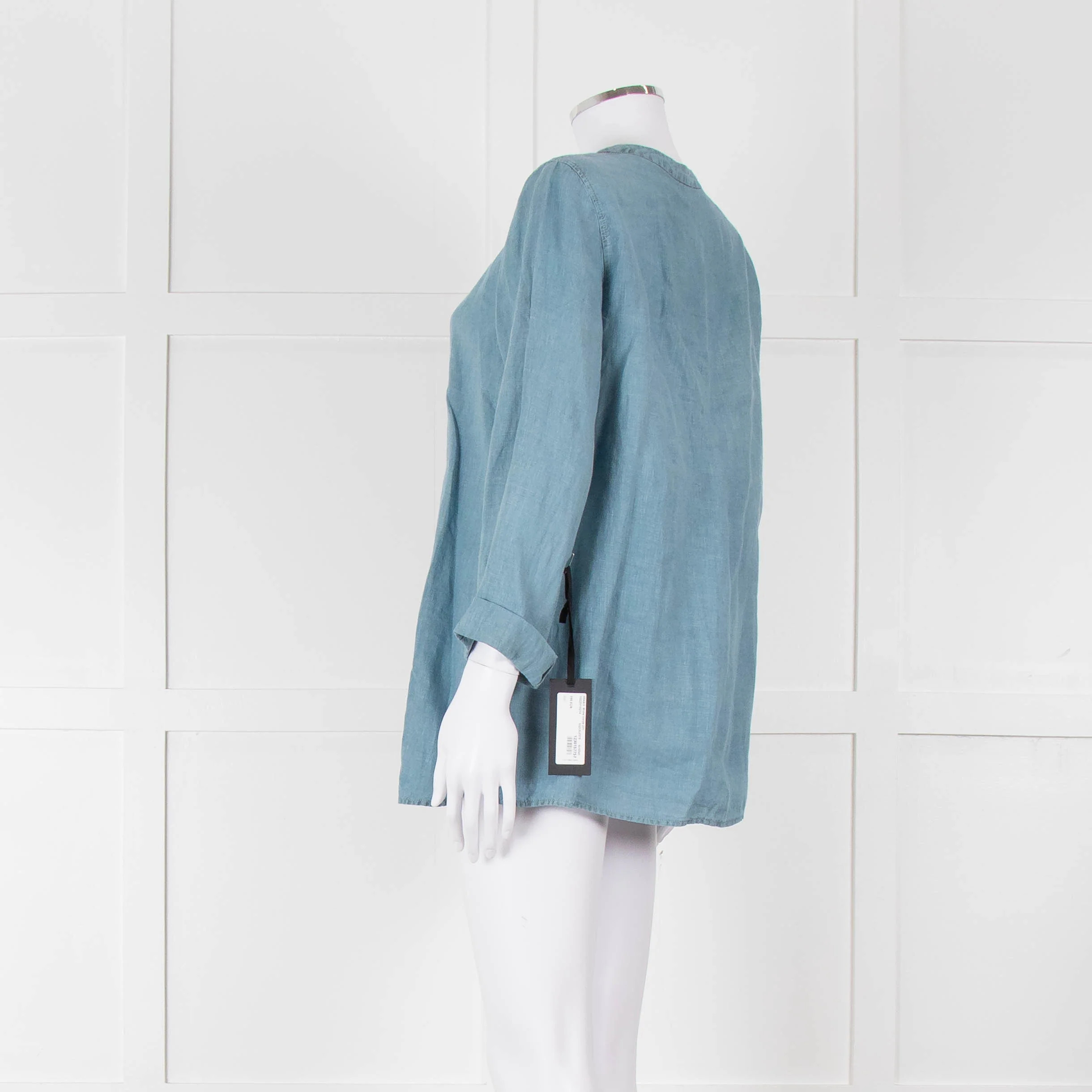 Oska Blue Linen Long Sleeve Shirt - Image 6
