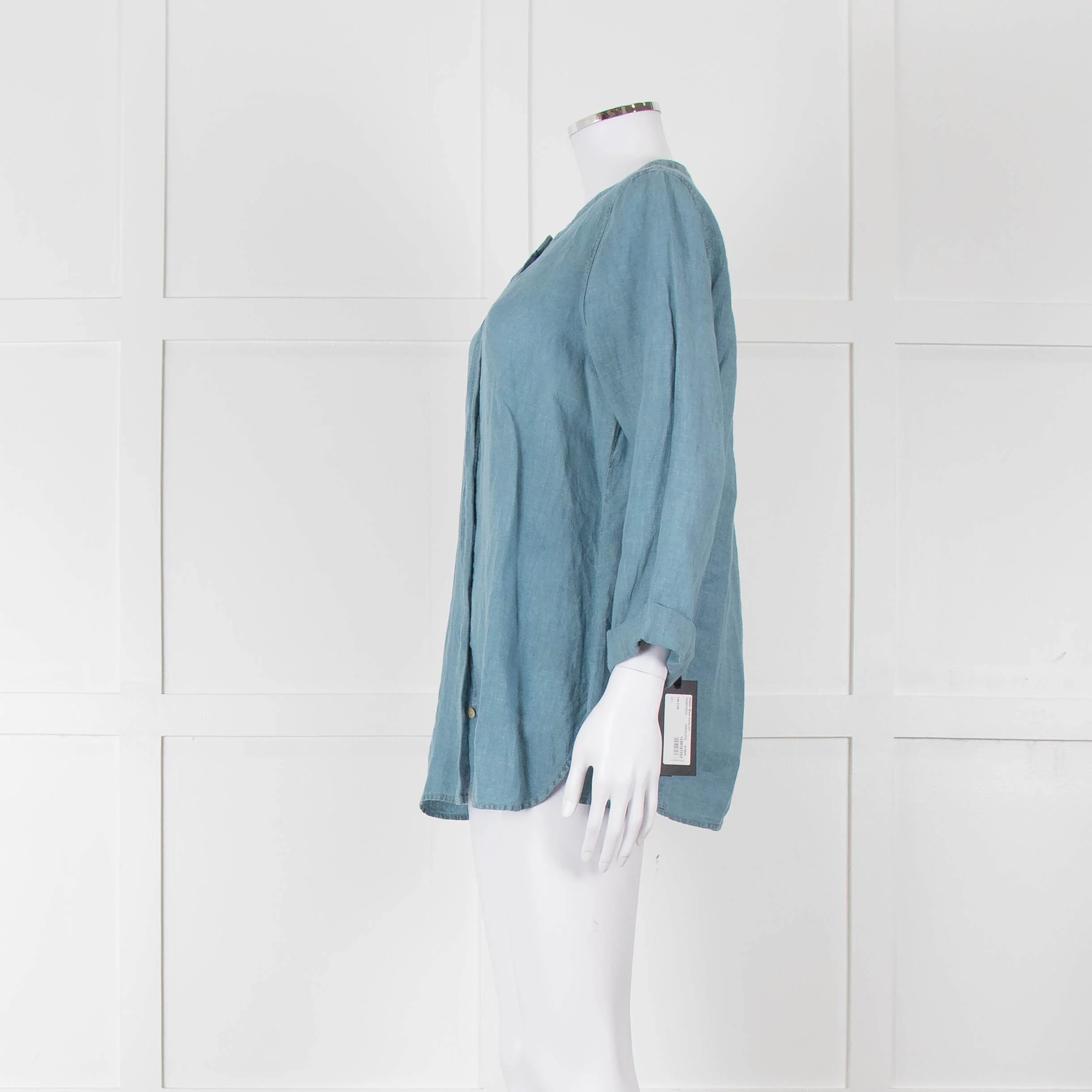 Oska Blue Linen Long Sleeve Shirt - Image 7