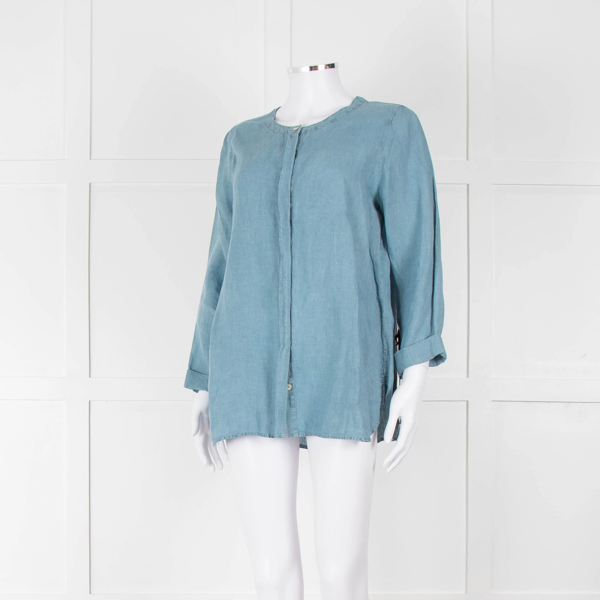 Oska Blue Linen Long Sleeve Shirt - Image 8