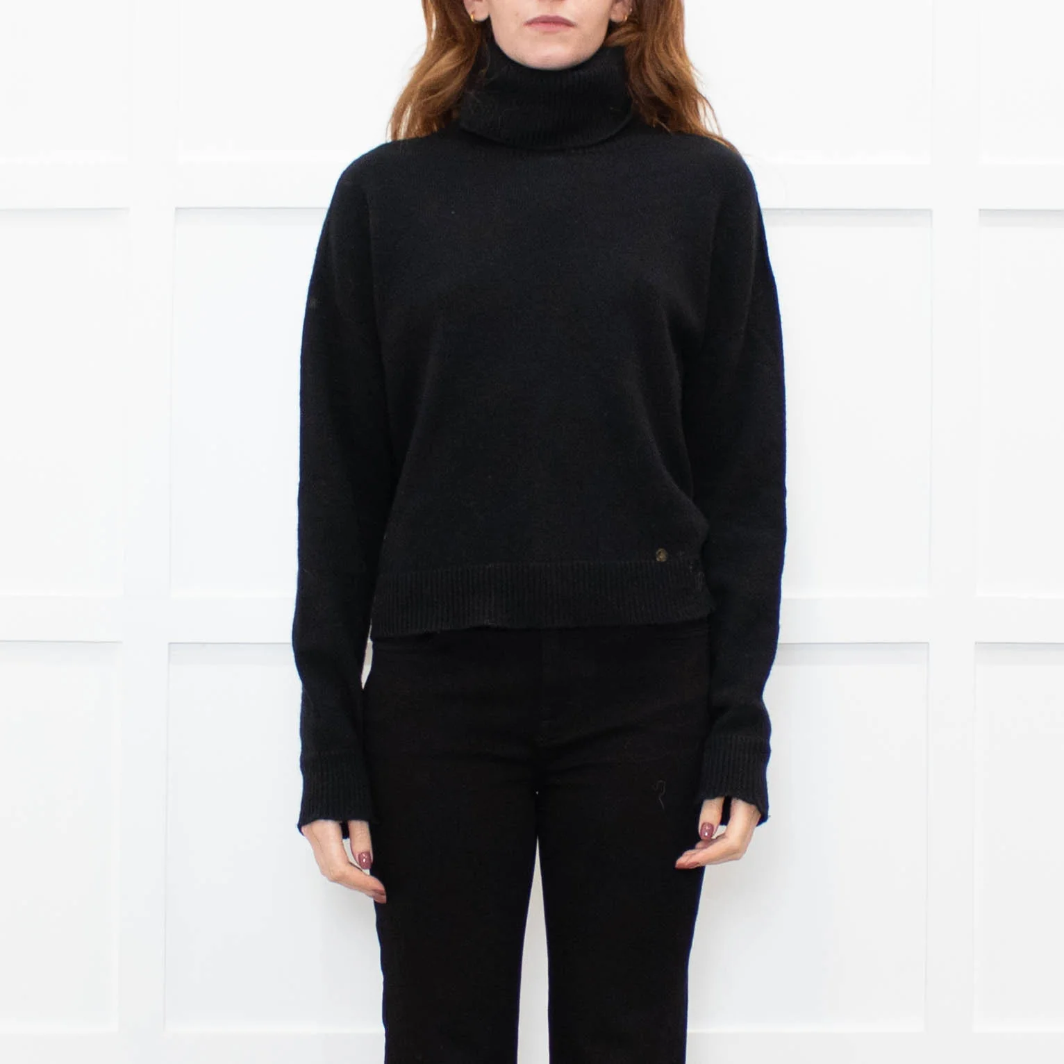 Ottod'Ame Black Wool Blend Rolled Neck Jumper - Image 2