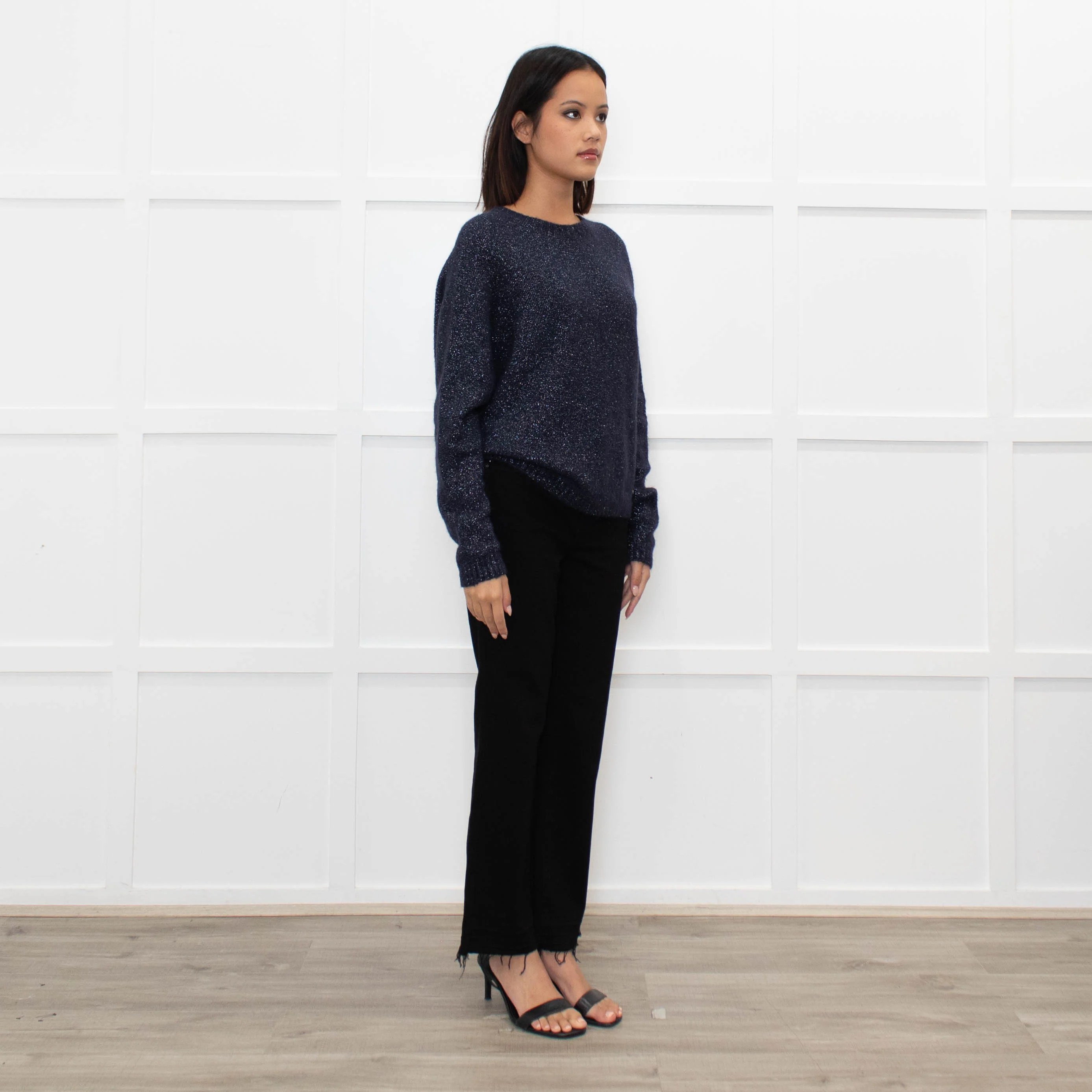 Ottod'Ame Navy Wool Mix Jumper With Silver Lurex Thread - Image 3