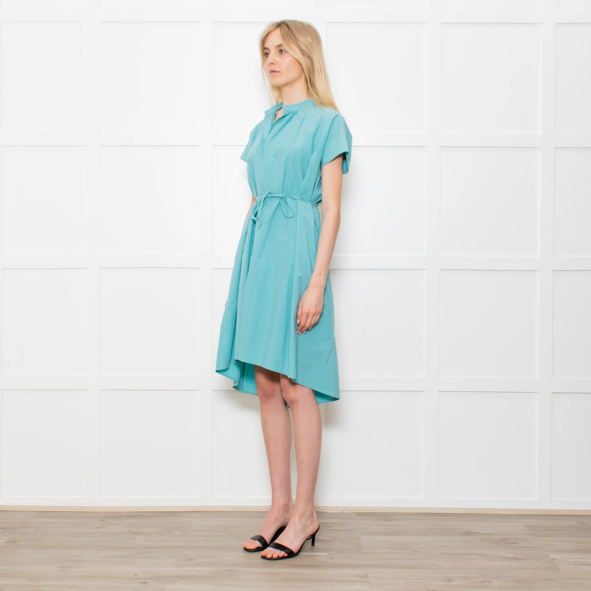 Ottod'Ame Turquoise Green Cotton Draw String Waist Dress - Image 3