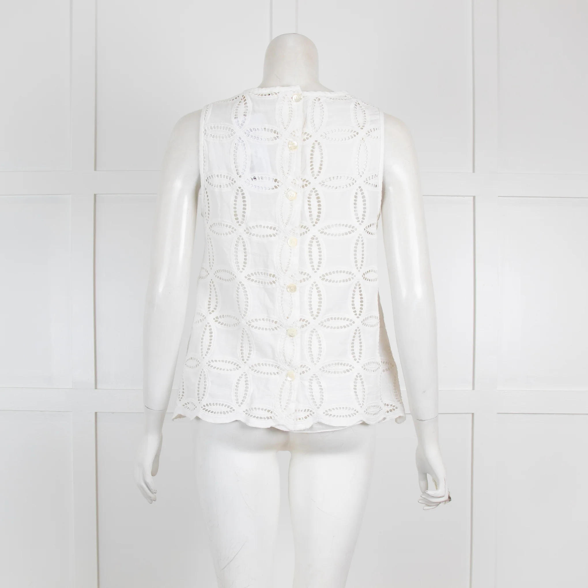 Otto'Dame White Cotton Broderie Anglaise Top - Image 3