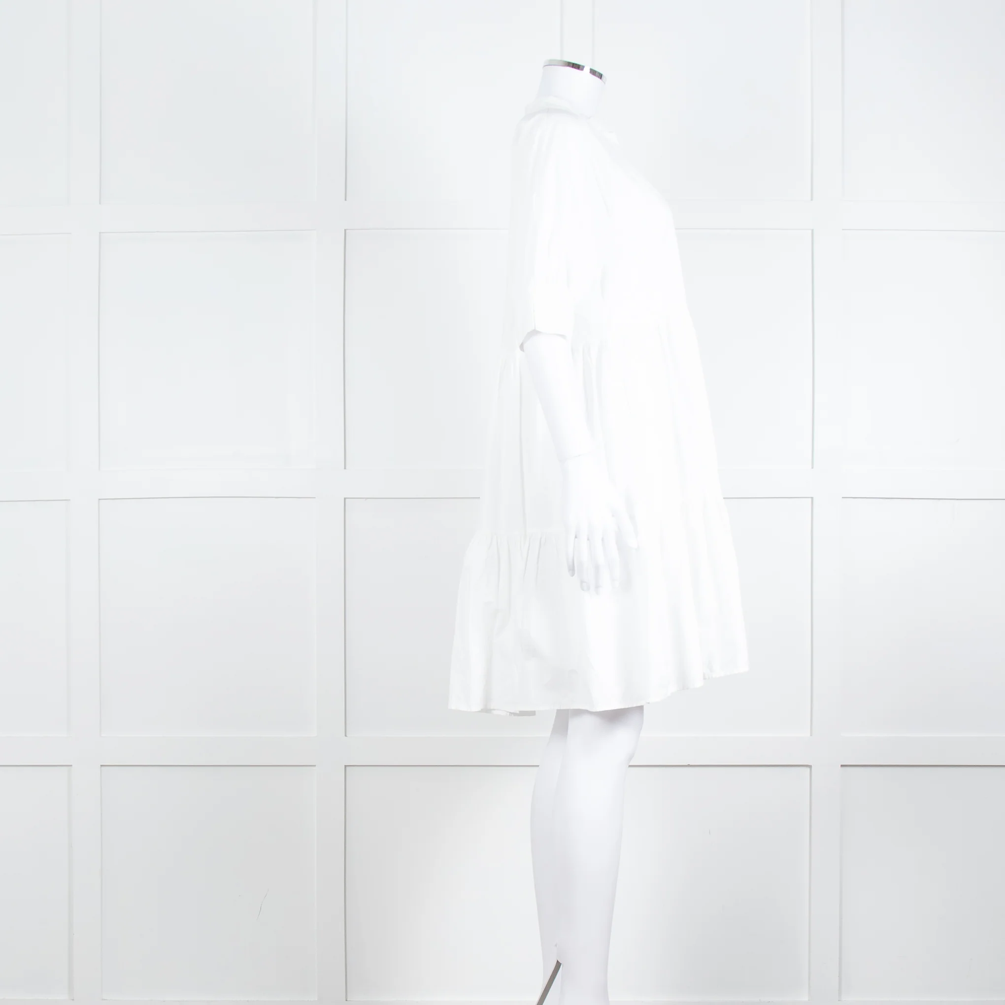 Ottod'Ame White Cotton Puff Sleeve Tiered Dress - Image 3