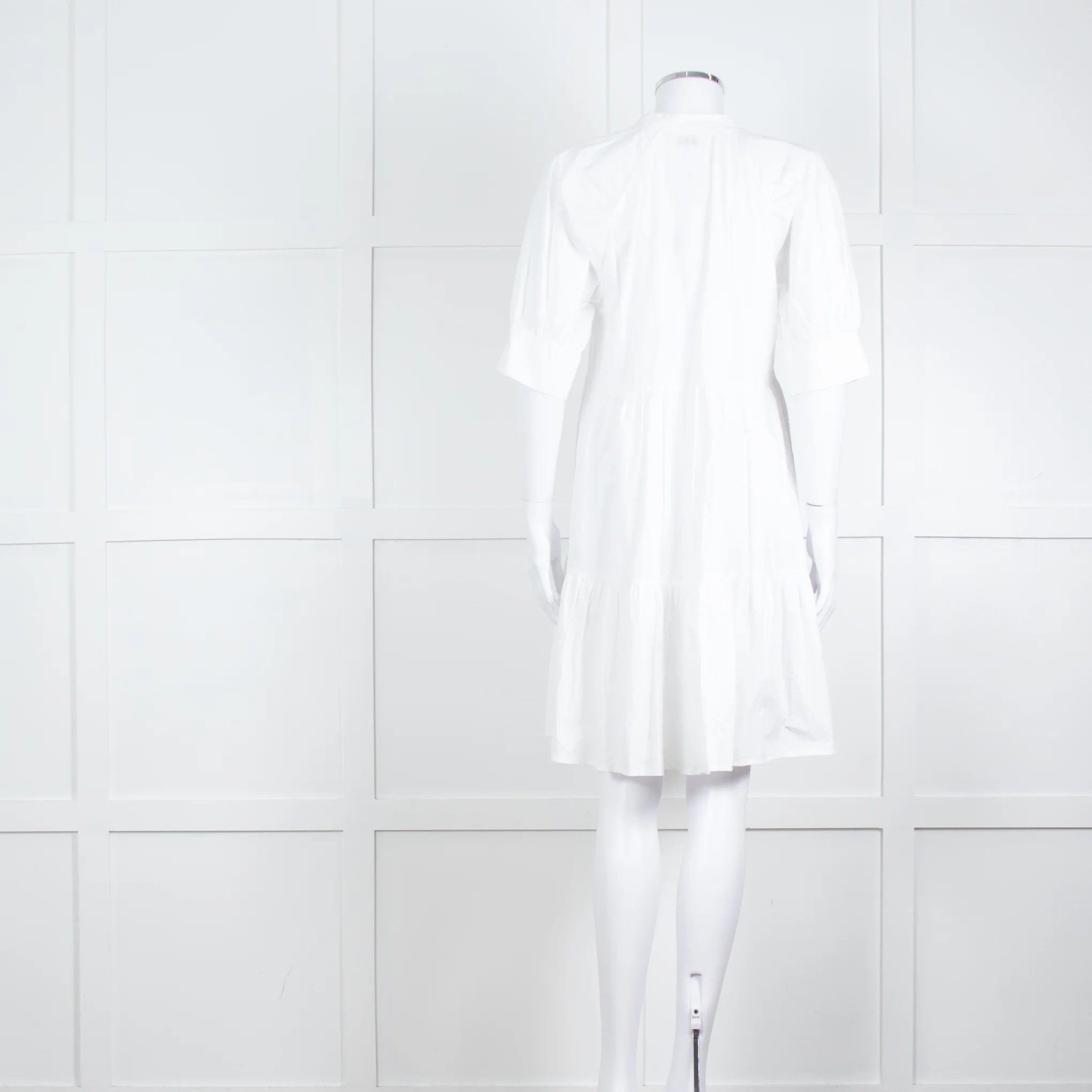 Ottod'Ame White Cotton Puff Sleeve Tiered Dress - Image 5