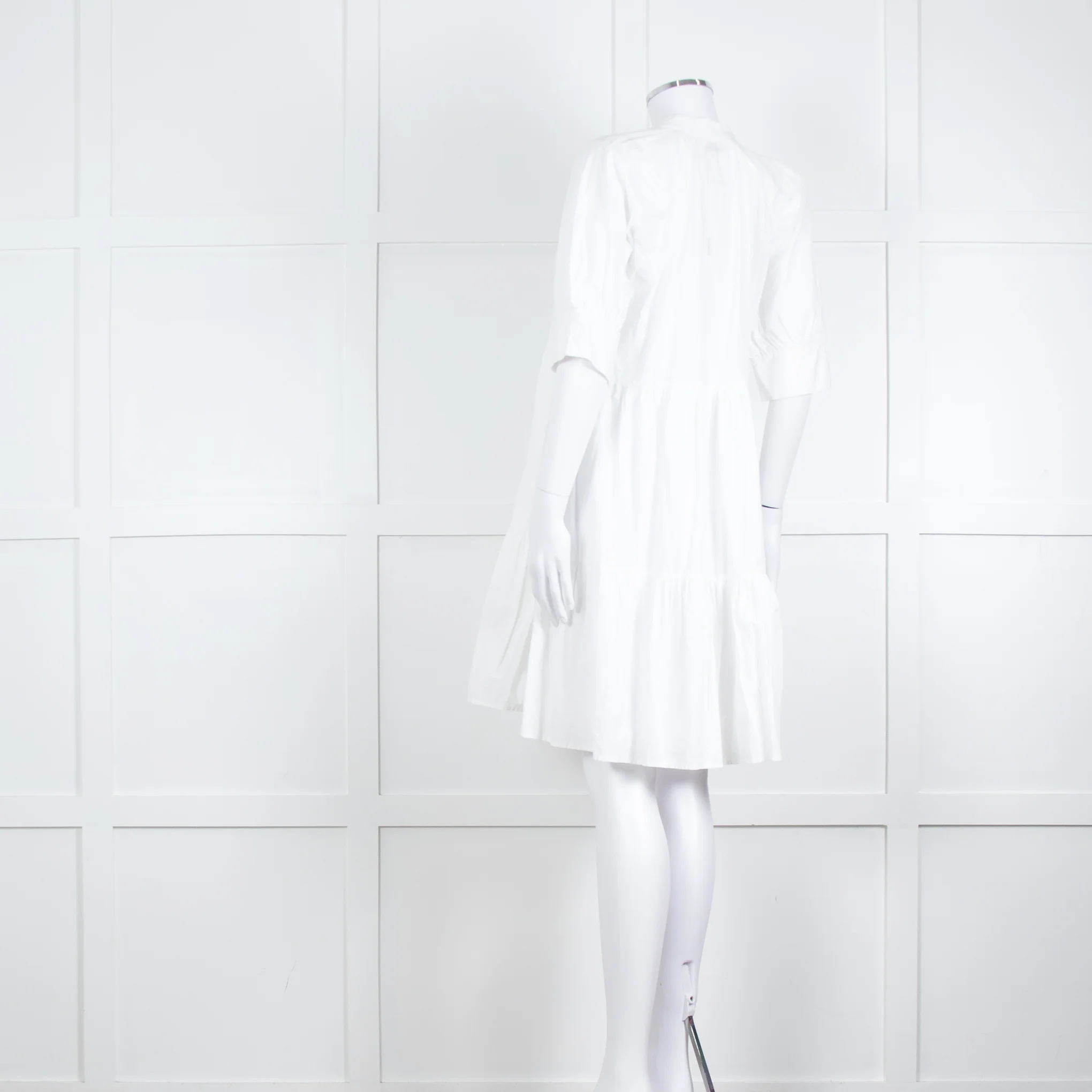 Ottod'Ame White Cotton Puff Sleeve Tiered Dress - Image 6