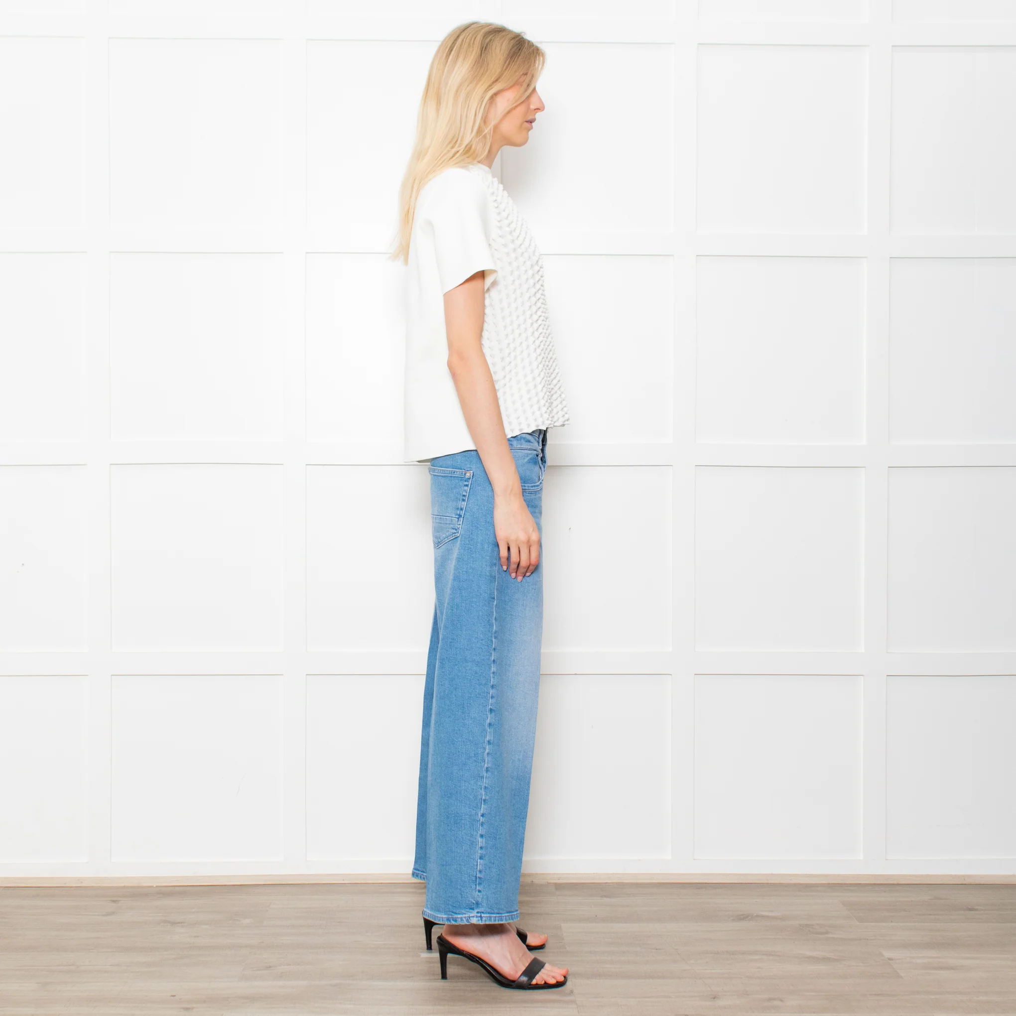 Paco Rabanne White On White Pointy Fabric Short Sleeve Knitted Top - Image 6