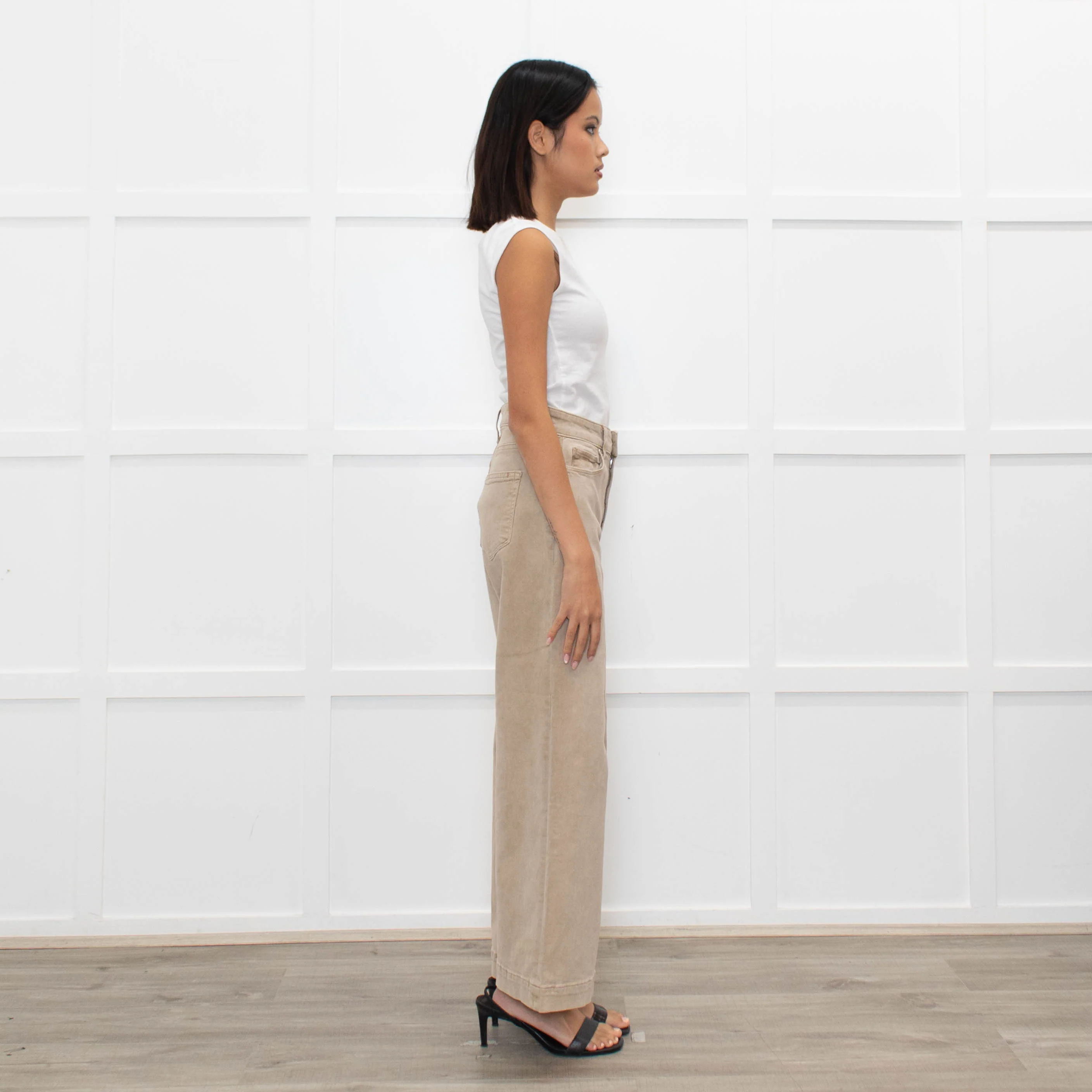 Paige Anessa Beige Flared Trousers - Image 4